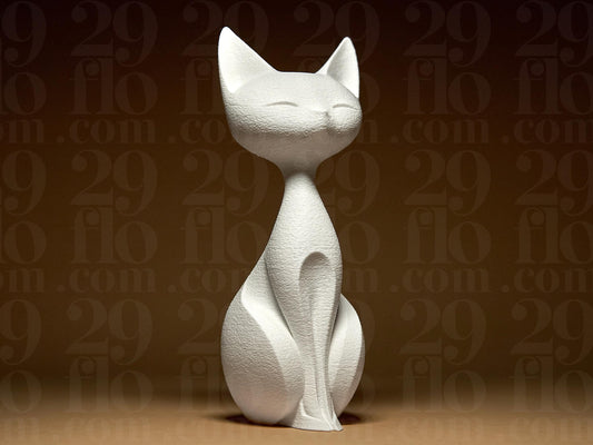 Cat Figurine, Silent Silhouette Model, Modern Feline Decor, 3D Printed Art