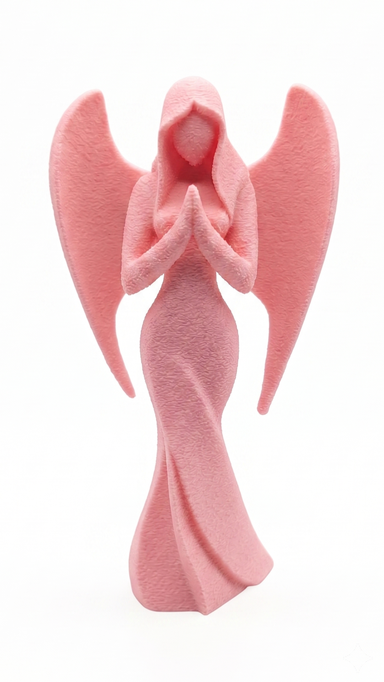Angel Figurine, Contemplative Praying Model, Serene Winged Decor, Modern 3D Printed Art