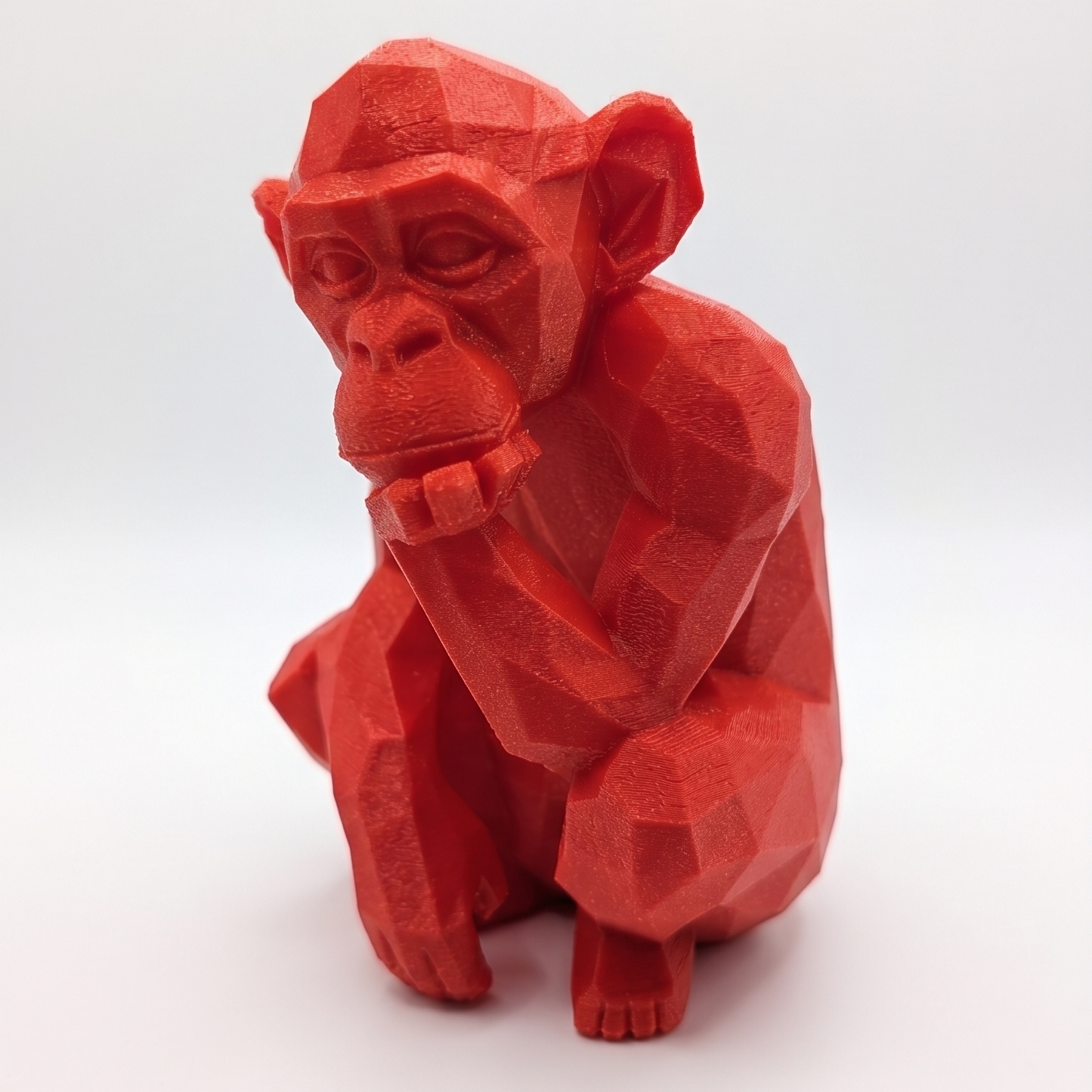 Monkey Figurine, Geometric Thinker Model, Minimalist Primate Decor, Modern 3D Printed Art