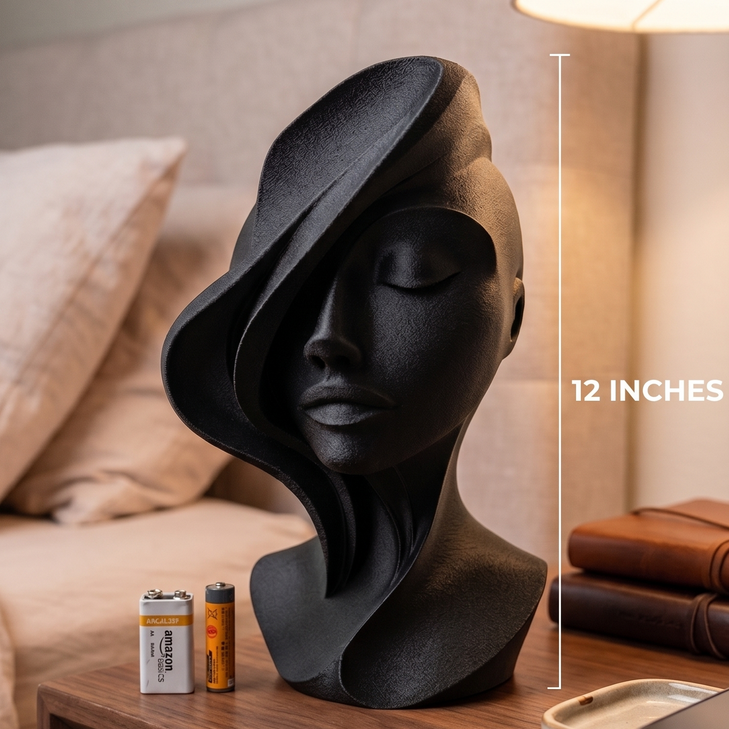 Woman Bust Figurine, Windswept Female Model, Minimalist Face Decor, Modern 3D Printed Art