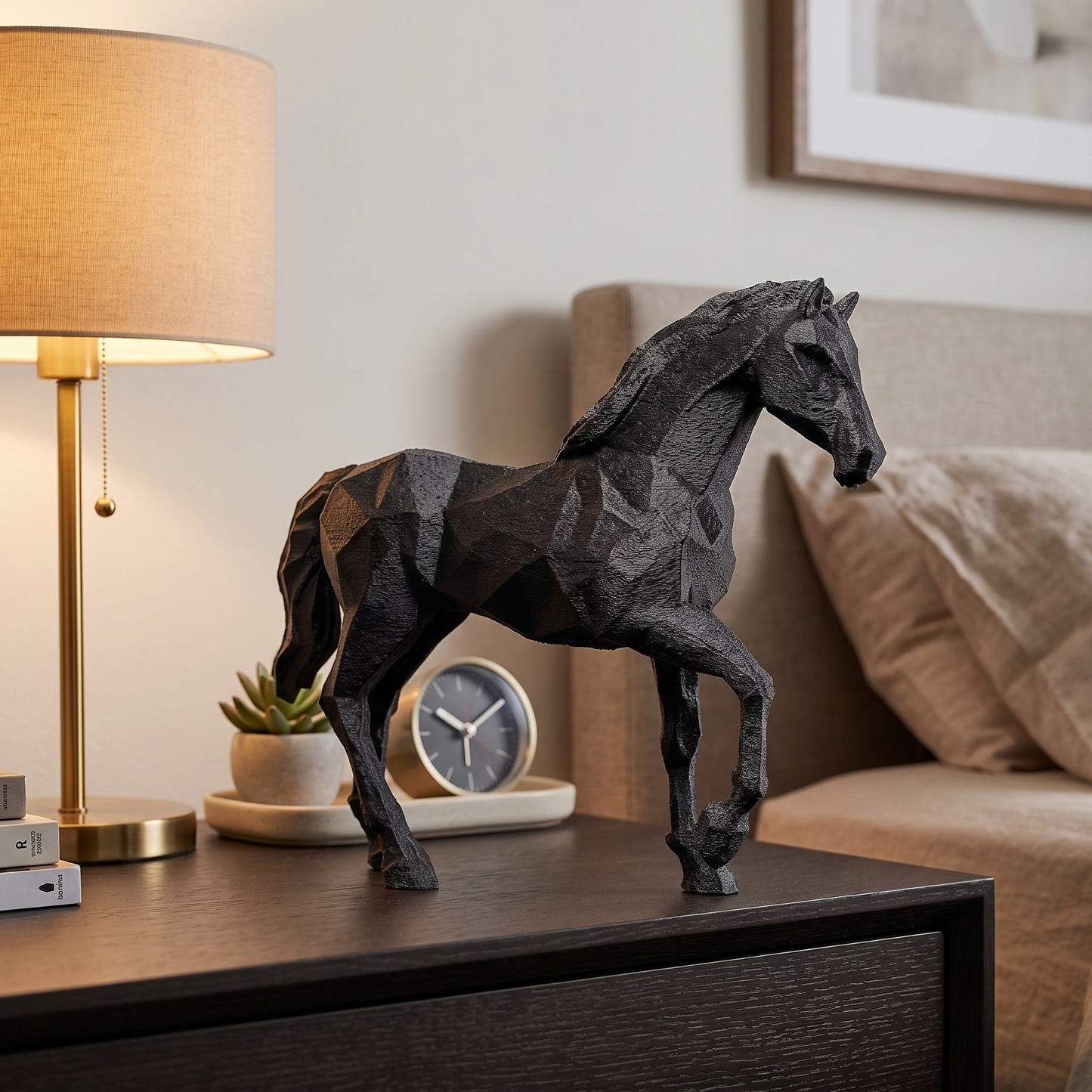 The Prancing Stallion: Geometric Grace • 3D Printed Plastic Figurine by 29flo