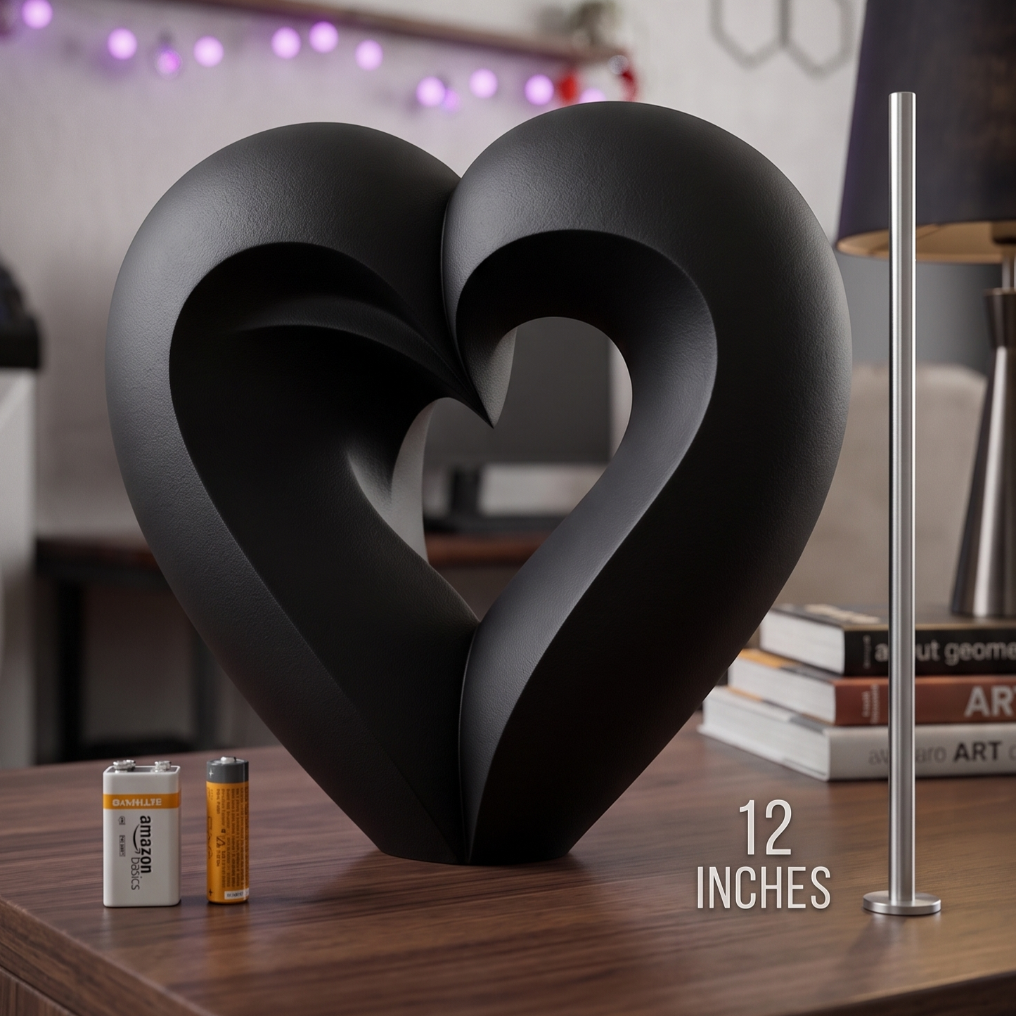 Heart Figurine, Harmonious Intertwined Model, Minimalist Abstract Decor, Modern 3D Printed Art