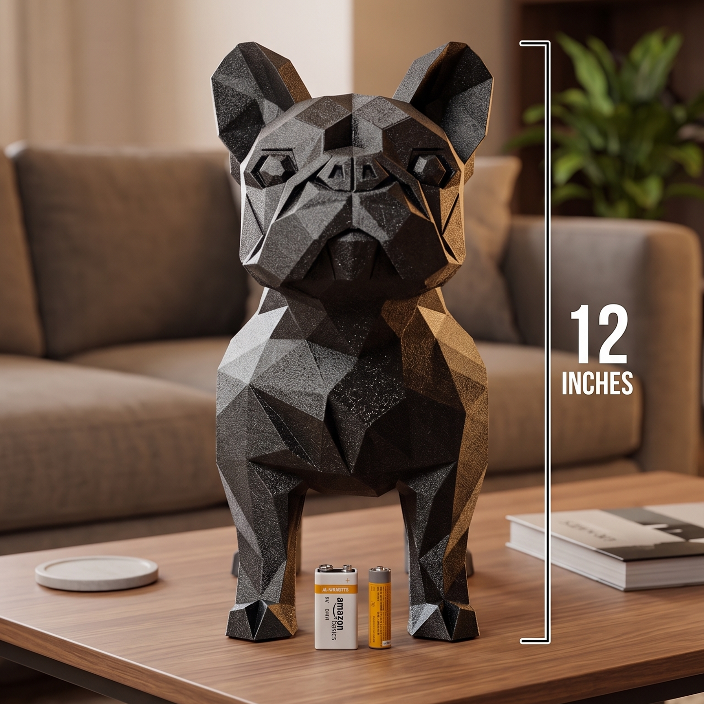 Frenchie Figurine, Geometric Bulldog Model, Minimalist Pet Decor, Modern 3D Printed Art