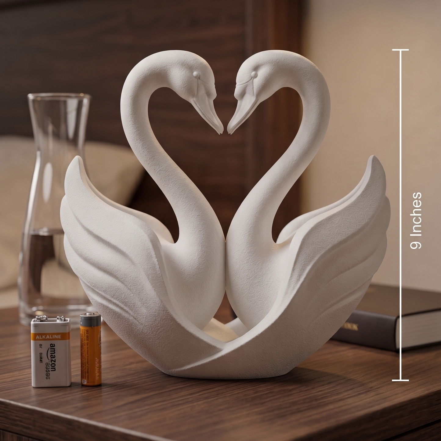 Swan Couple Figurine, Harmonious Heart Model, Romantic Anniversary Gift, Modern 3D Printed Art