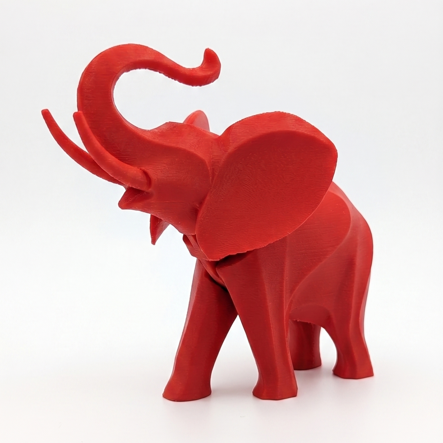 Elephant Figurine, Geometric Trunk Up Model, Minimalist Good Luck Decor, 3D Printed Art