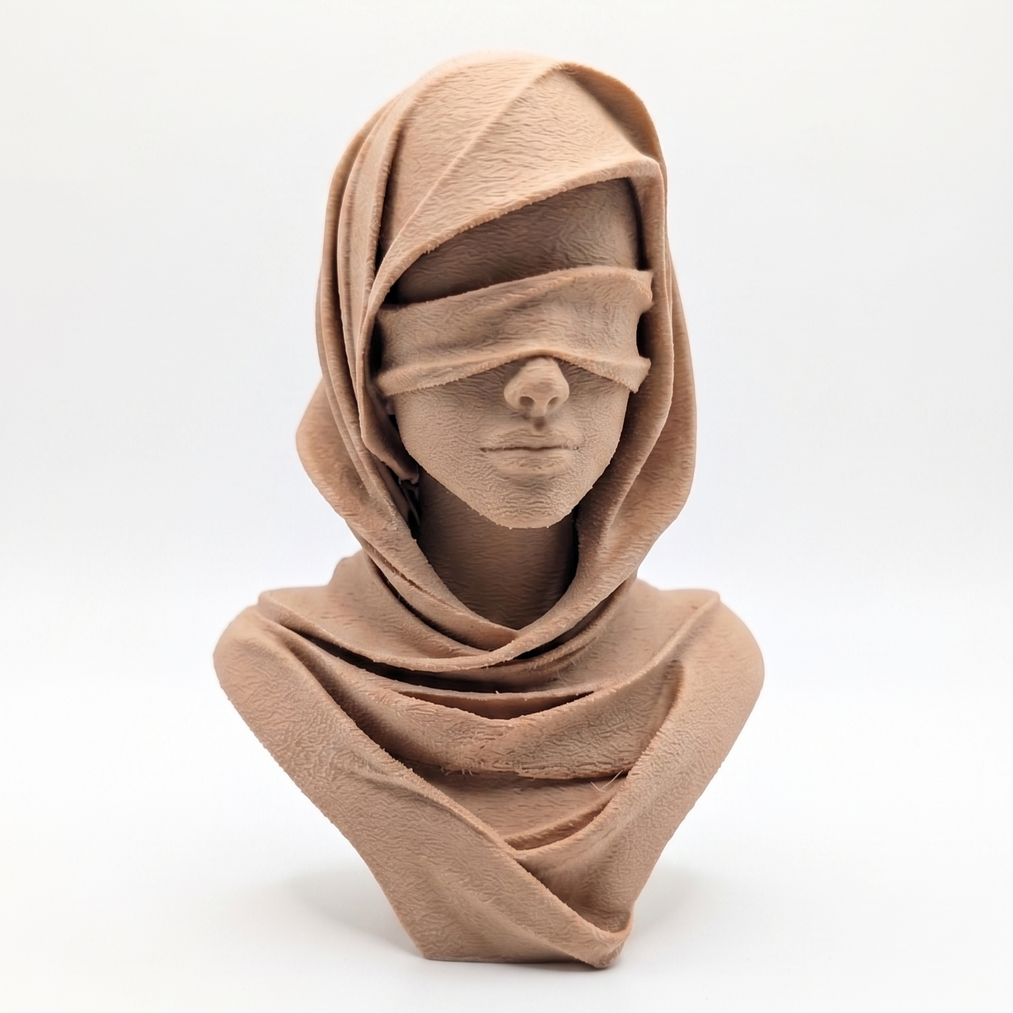 Veiled Figure Model, Silent modern bust, Minimalist art, Blindfolded Justice decor