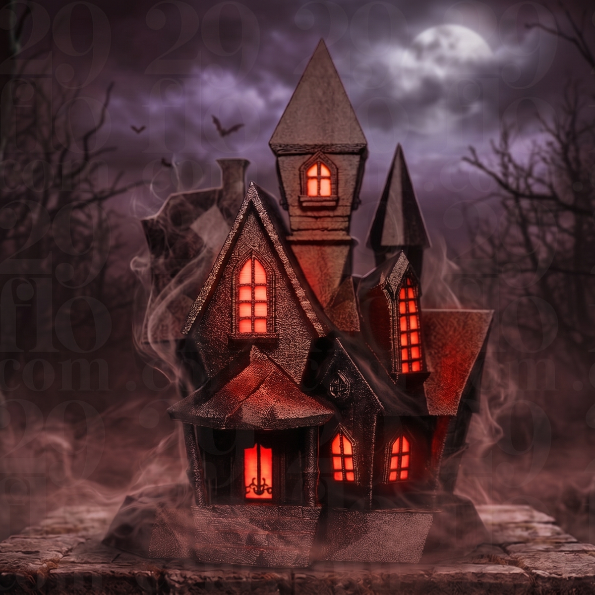 Haunted Mansion Model, Gothic Gable House, Spooky Halloween Decor, Victorian Castle Art