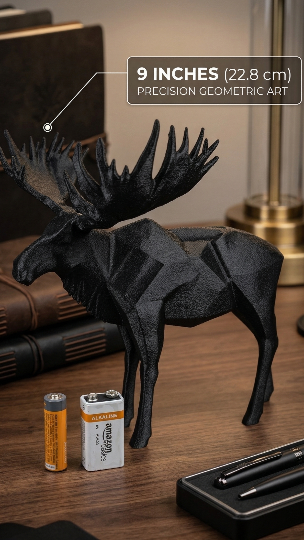 Moose Figurine, Geometric Antler Model, Minimalist Wildlife Decor, Modern 3D Printed Art - My Printed Perfections