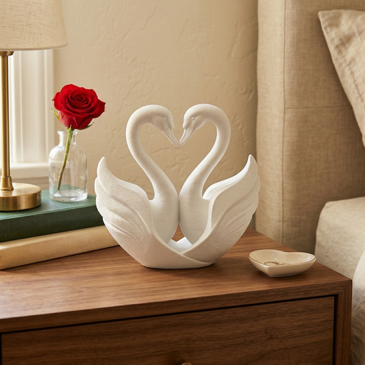 Swan Couple Figurine, Harmonious Heart Model, Romantic Anniversary Gift, Modern 3D Printed Art - My Printed Perfections