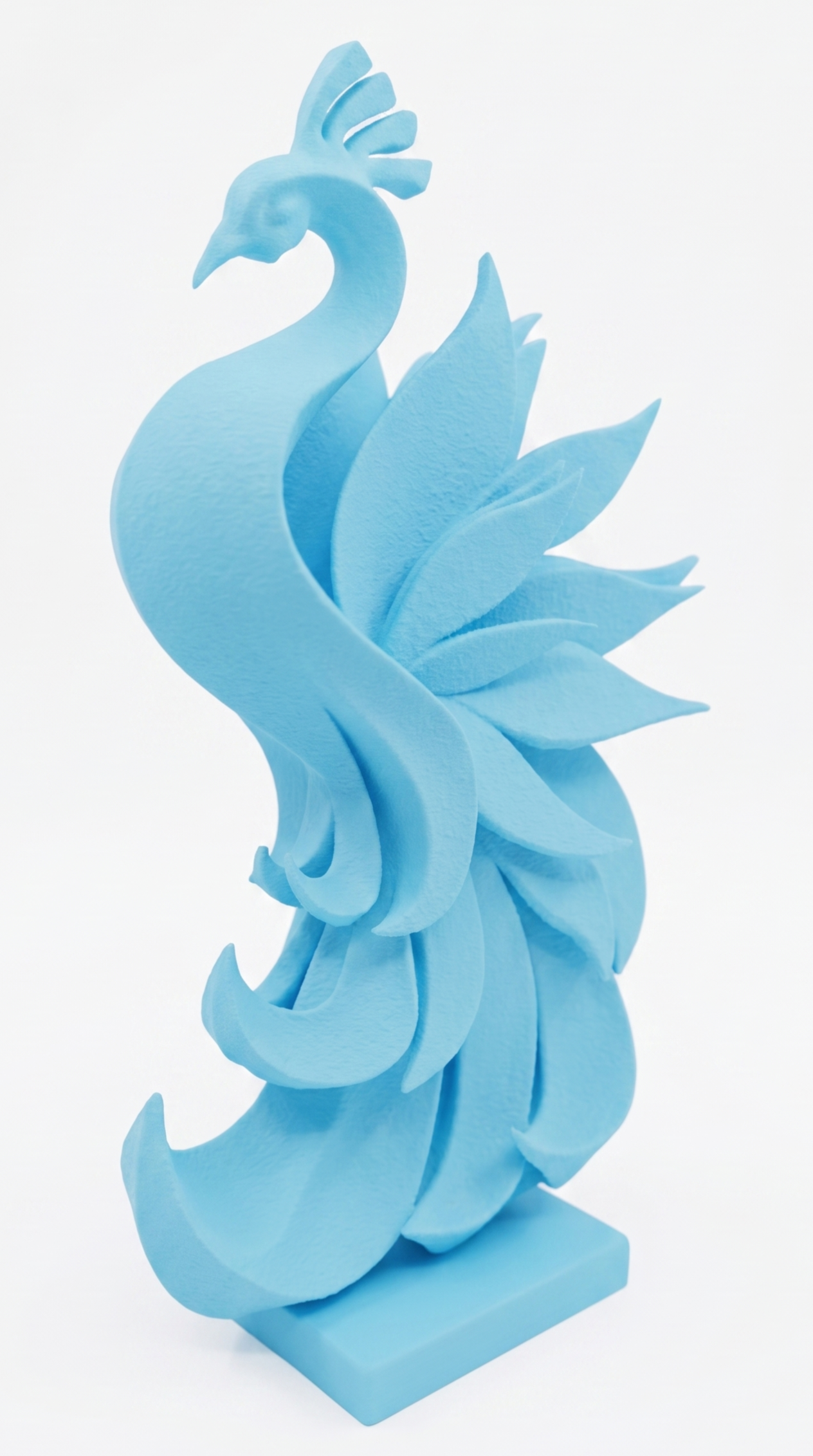 Peacock Figurine, Sweeping Bird Model, Minimalist Wildlife Decor, Modern 3D Printed Art