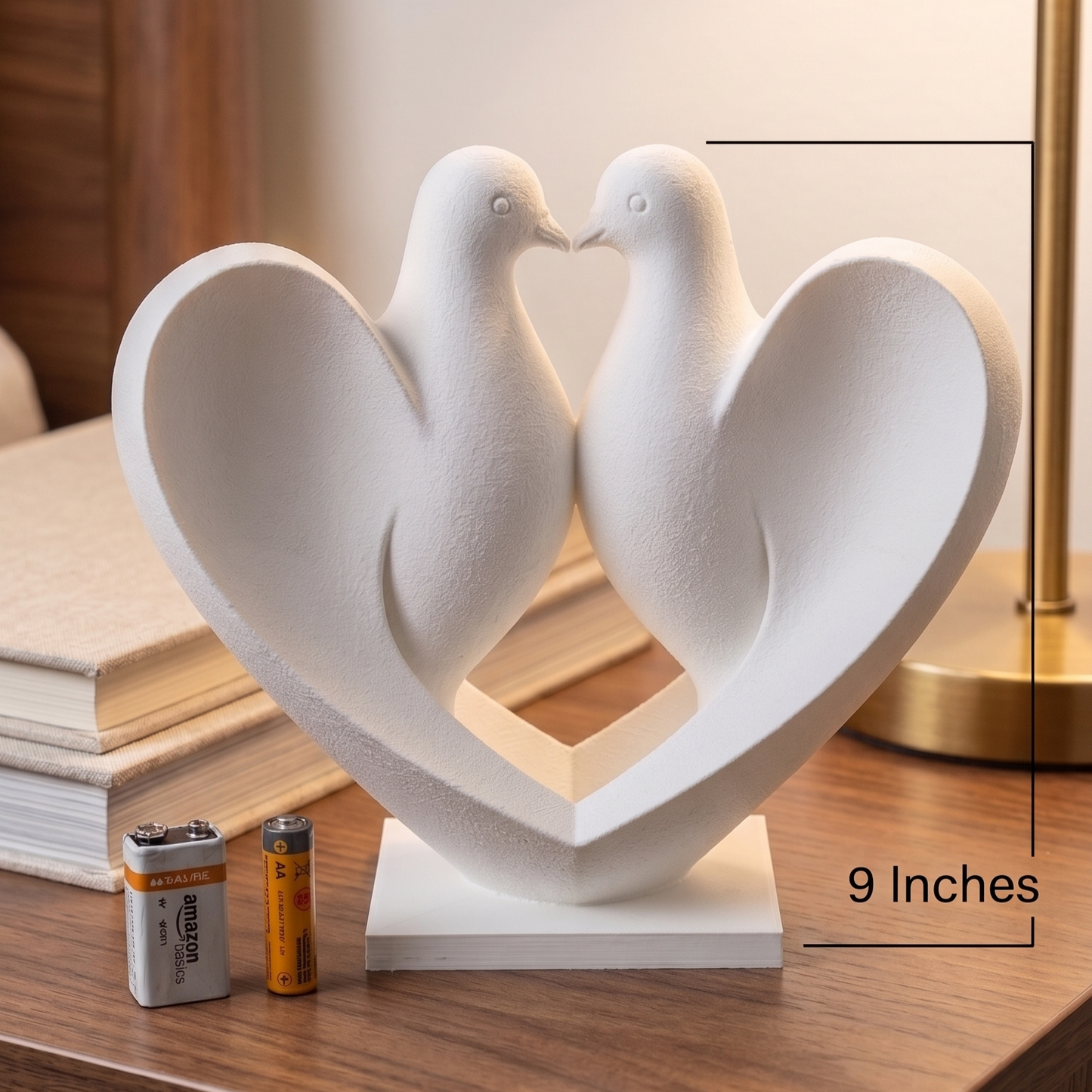 Dove Pair Figurine, Heart Bird Model, Wedding Anniversary Gift, Minimalist Modern Decor Art
