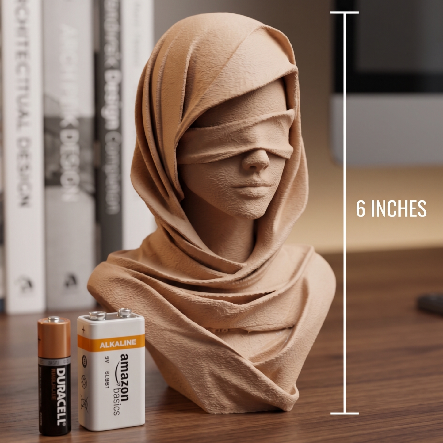 Veiled Figure Model, Silent modern bust, Minimalist art, Blindfolded Justice decor