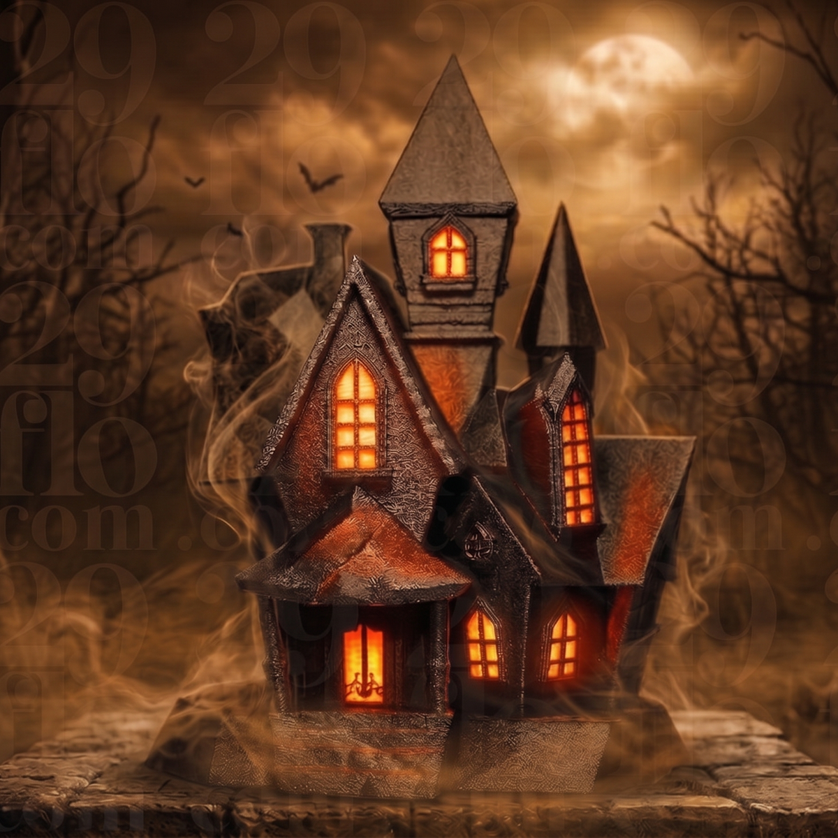 Haunted Mansion Model, Gothic Gable House, Spooky Halloween Decor, Victorian Castle Art