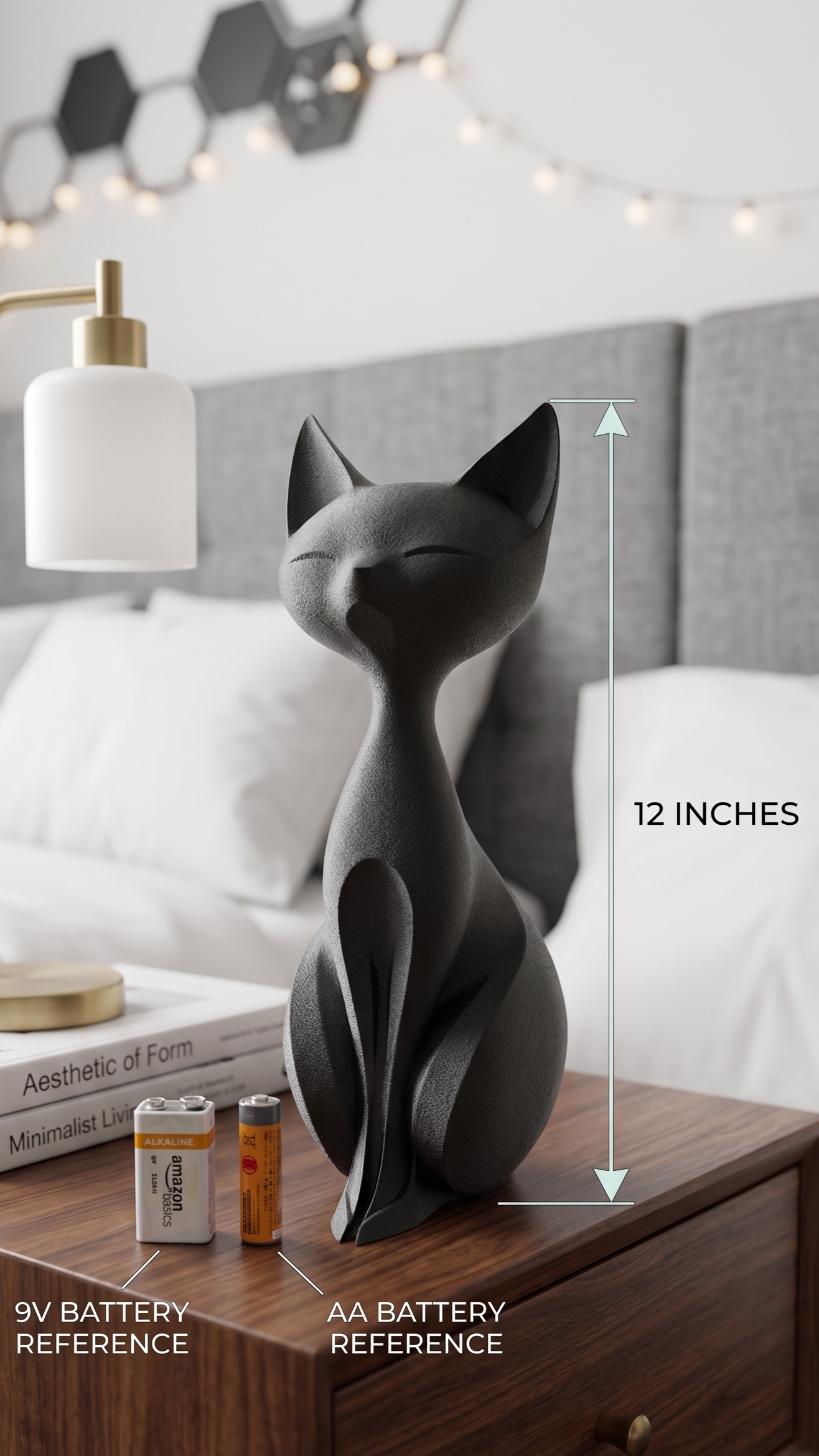 Cat Figurine, Silent Silhouette Model, Modern Feline Decor, 3D Printed Art