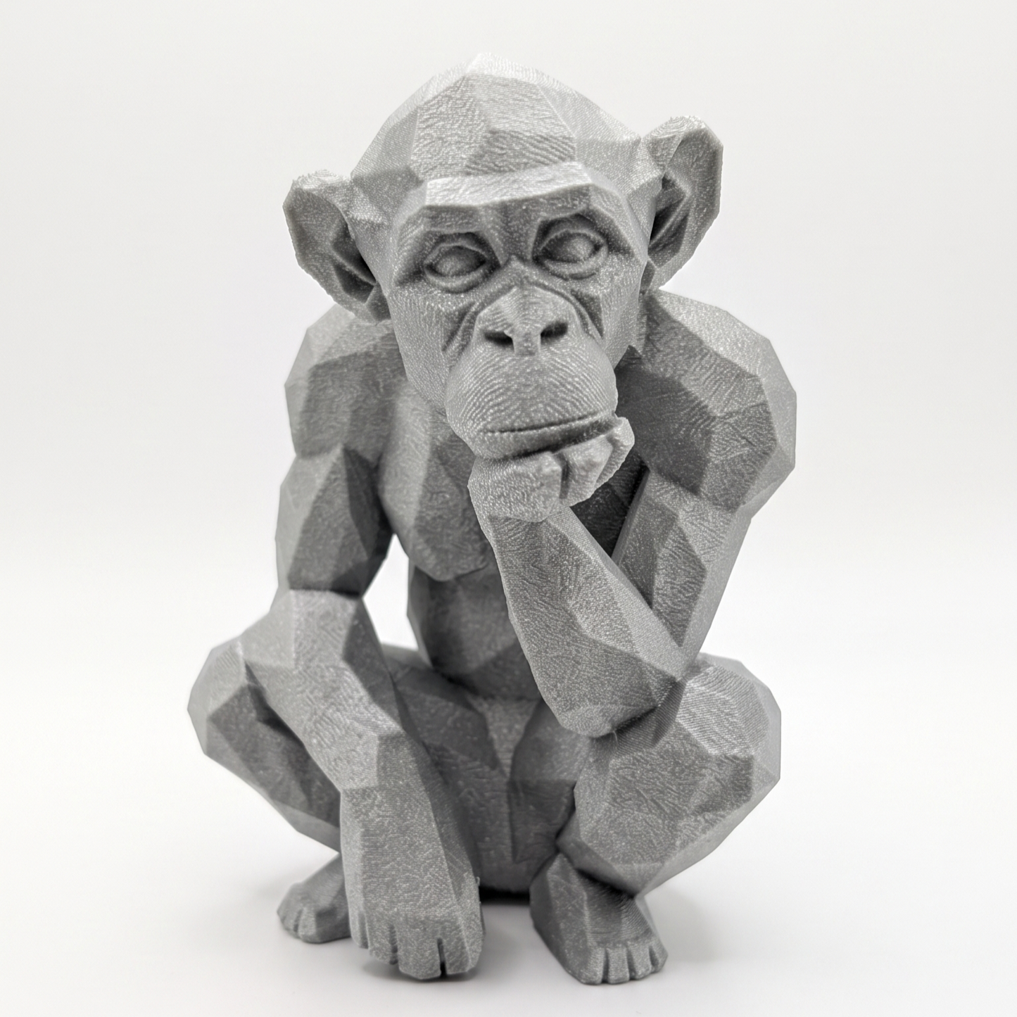 Monkey Figurine, Geometric Thinker Model, Minimalist Primate Decor, Modern 3D Printed Art