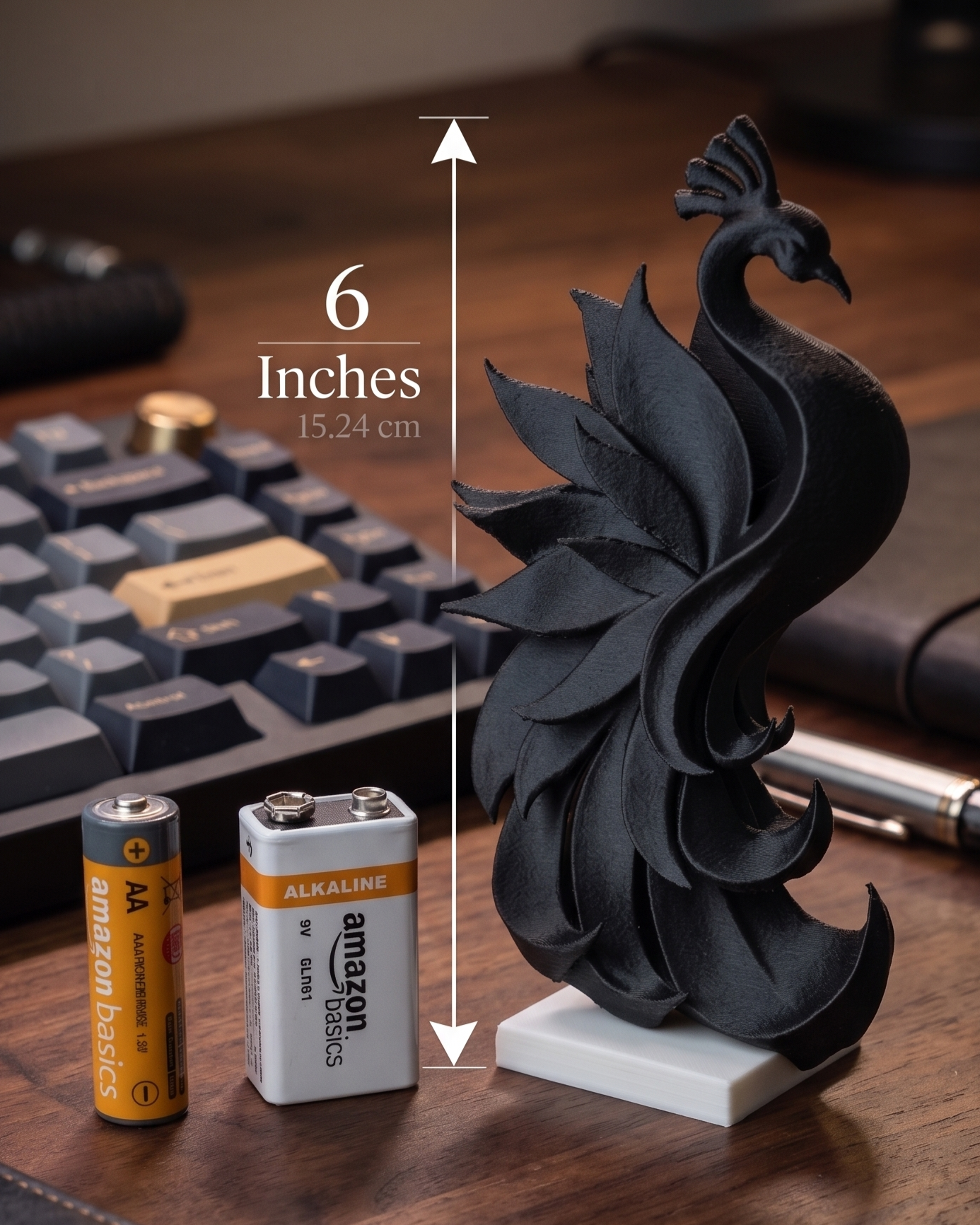 Peacock Figurine, Sweeping Bird Model, Minimalist Wildlife Decor, Modern 3D Printed Art - My Printed Perfections