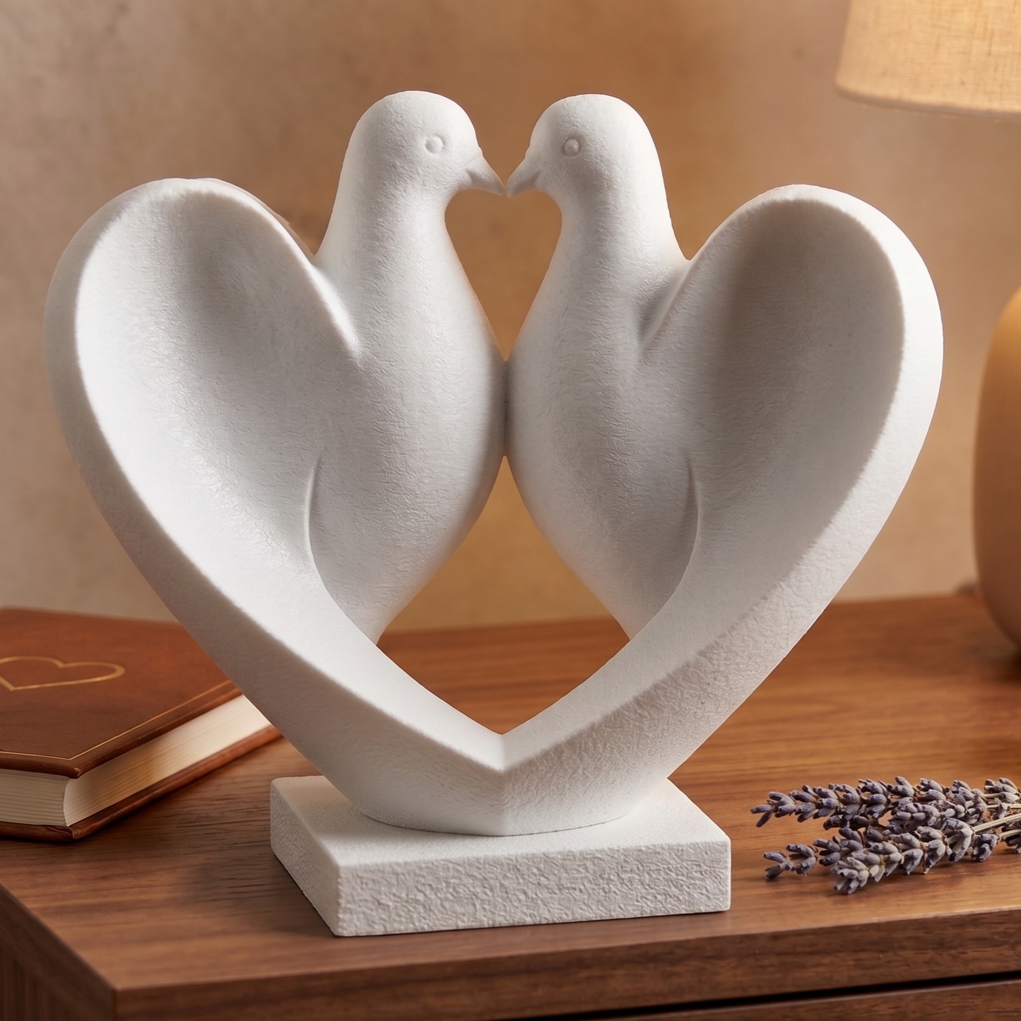 Dove Pair Figurine, Heart Bird Model, Wedding Anniversary Gift, Minimalist Modern Decor Art - My Printed Perfections