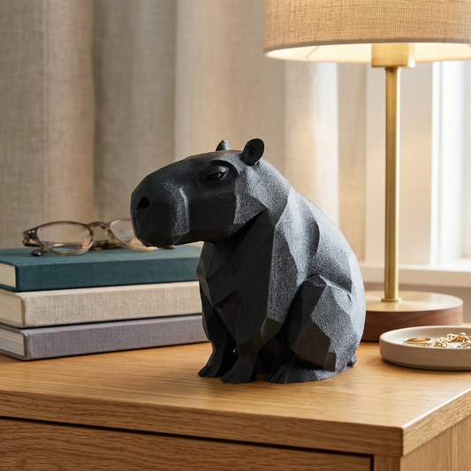 Capybara Figurine, Geometric Stoic Model, Minimalist Animal Decor, Modern 3D Printed Art