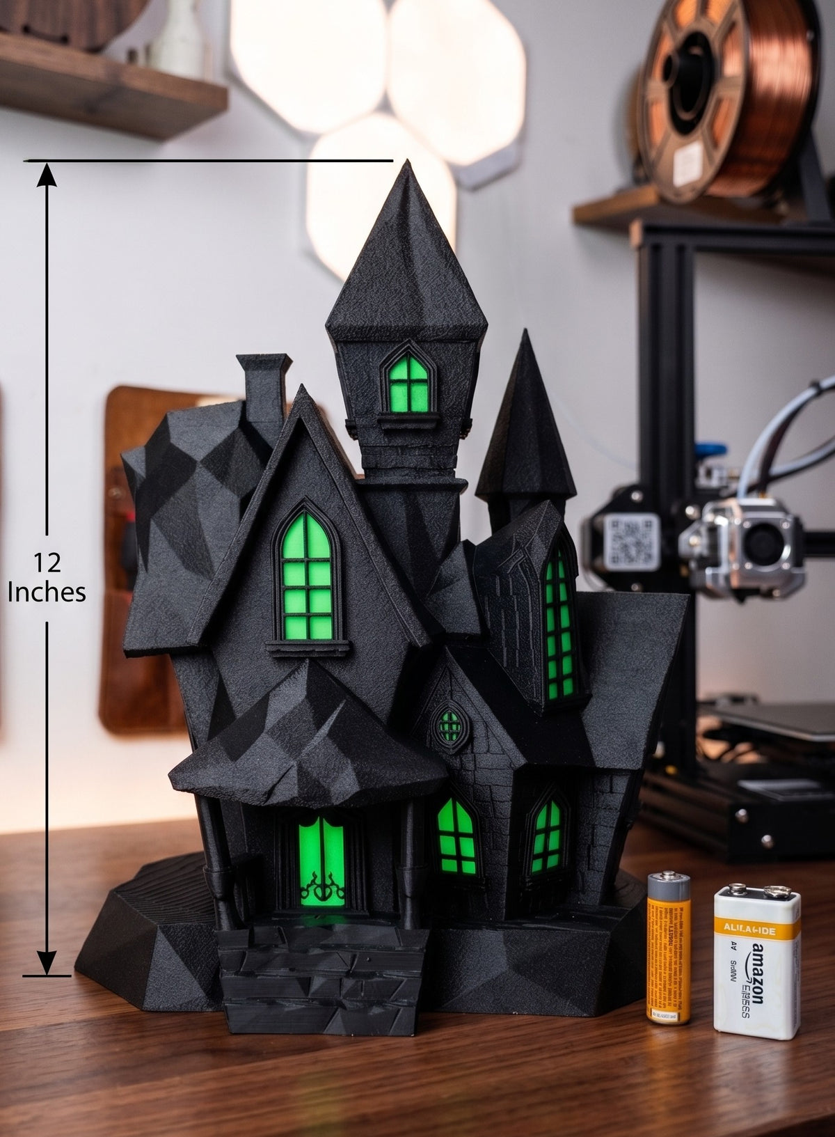 Haunted Mansion Model, Gothic Gable House, Spooky Halloween Decor, Victorian Castle Art