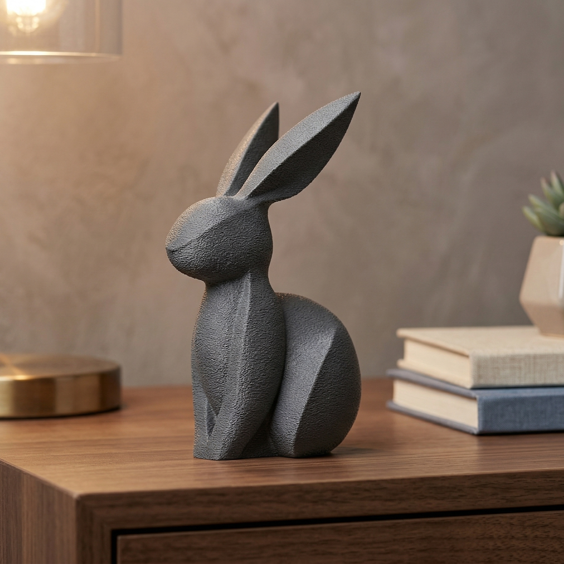 Bunny Figurine, Poised Rabbit Model, Minimalist Animal Decor, Modern 3D Printed Art - My Printed Perfections
