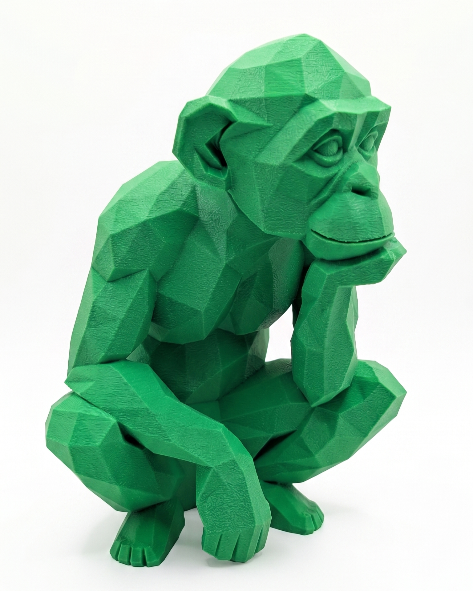 Monkey Figurine, Geometric Thinker Model, Minimalist Primate Decor, Modern 3D Printed Art - My Printed Perfections