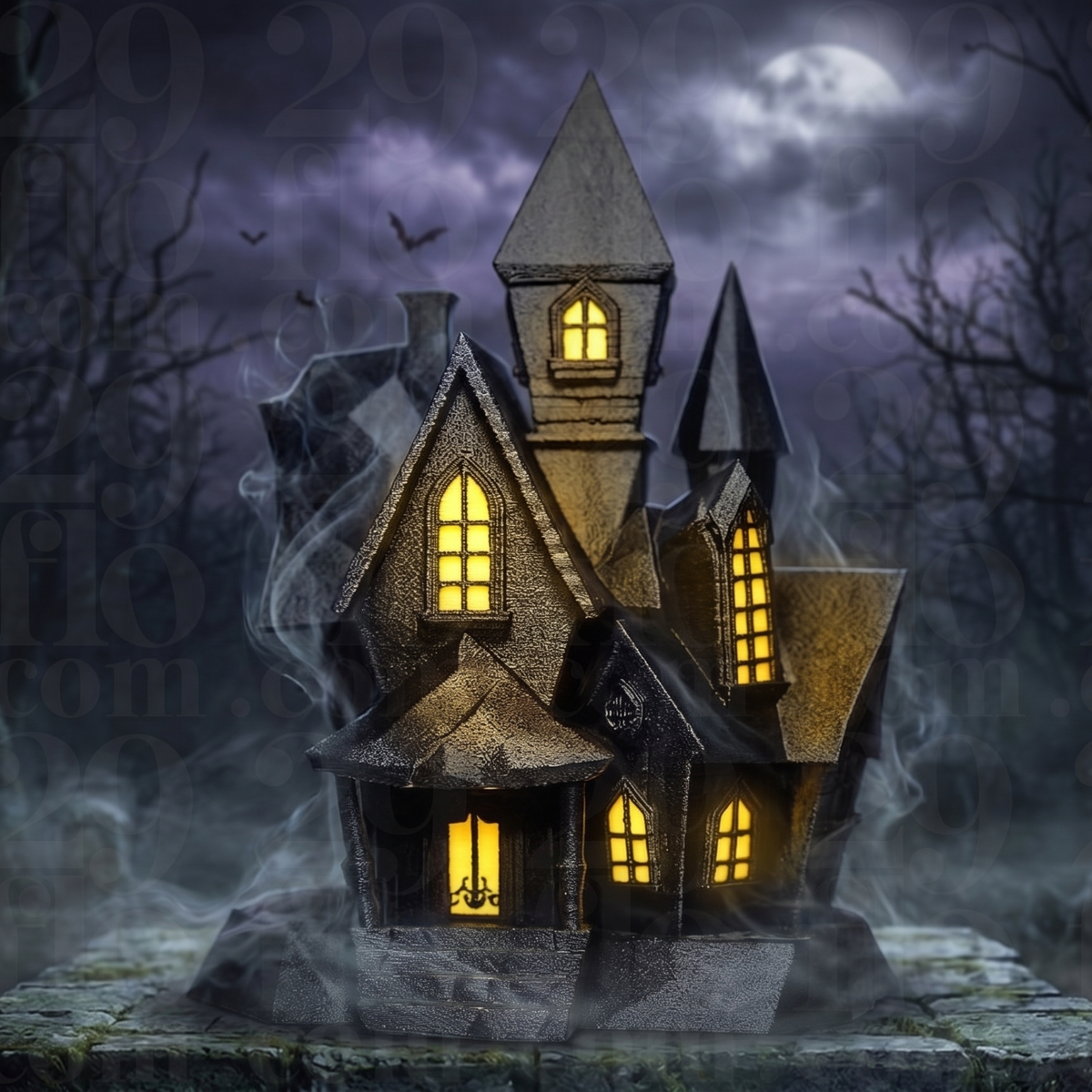 Haunted Mansion Model, Gothic Gable House, Spooky Halloween Decor, Victorian Castle Art