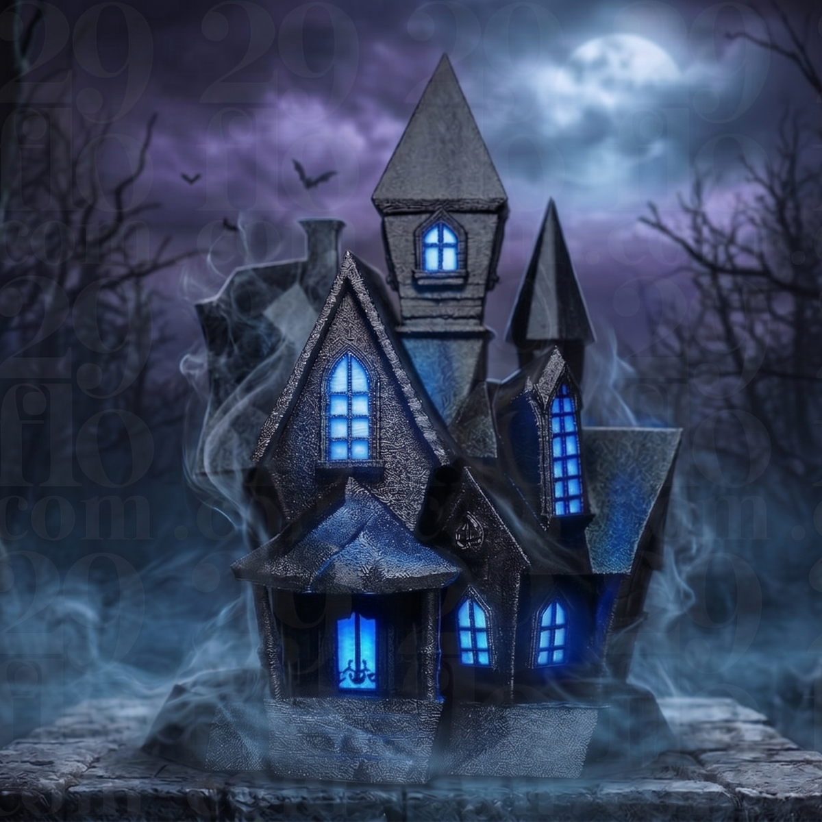 Haunted Mansion Model, Gothic Gable House, Spooky Halloween Decor, Victorian Castle Art
