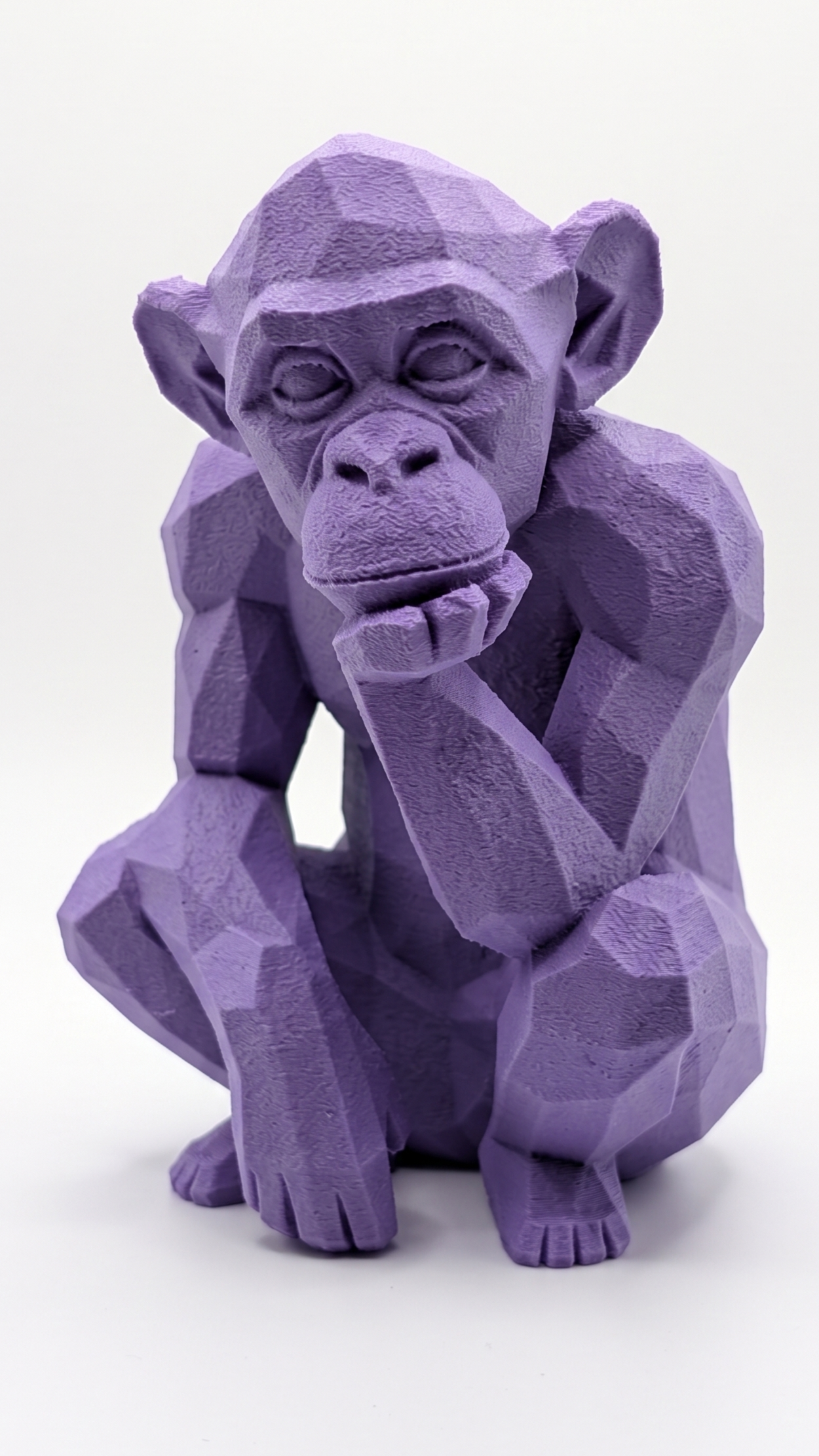 Monkey Figurine, Geometric Thinker Model, Minimalist Primate Decor, Modern 3D Printed Art