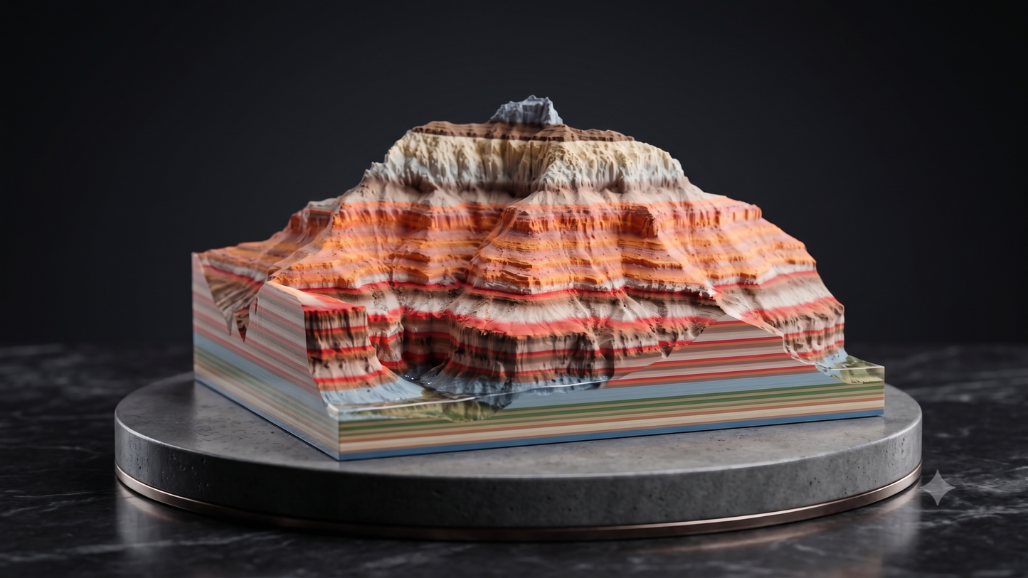 Grand Canyon 3D Model: Vishnu Temple | Geological Rock Layer Model