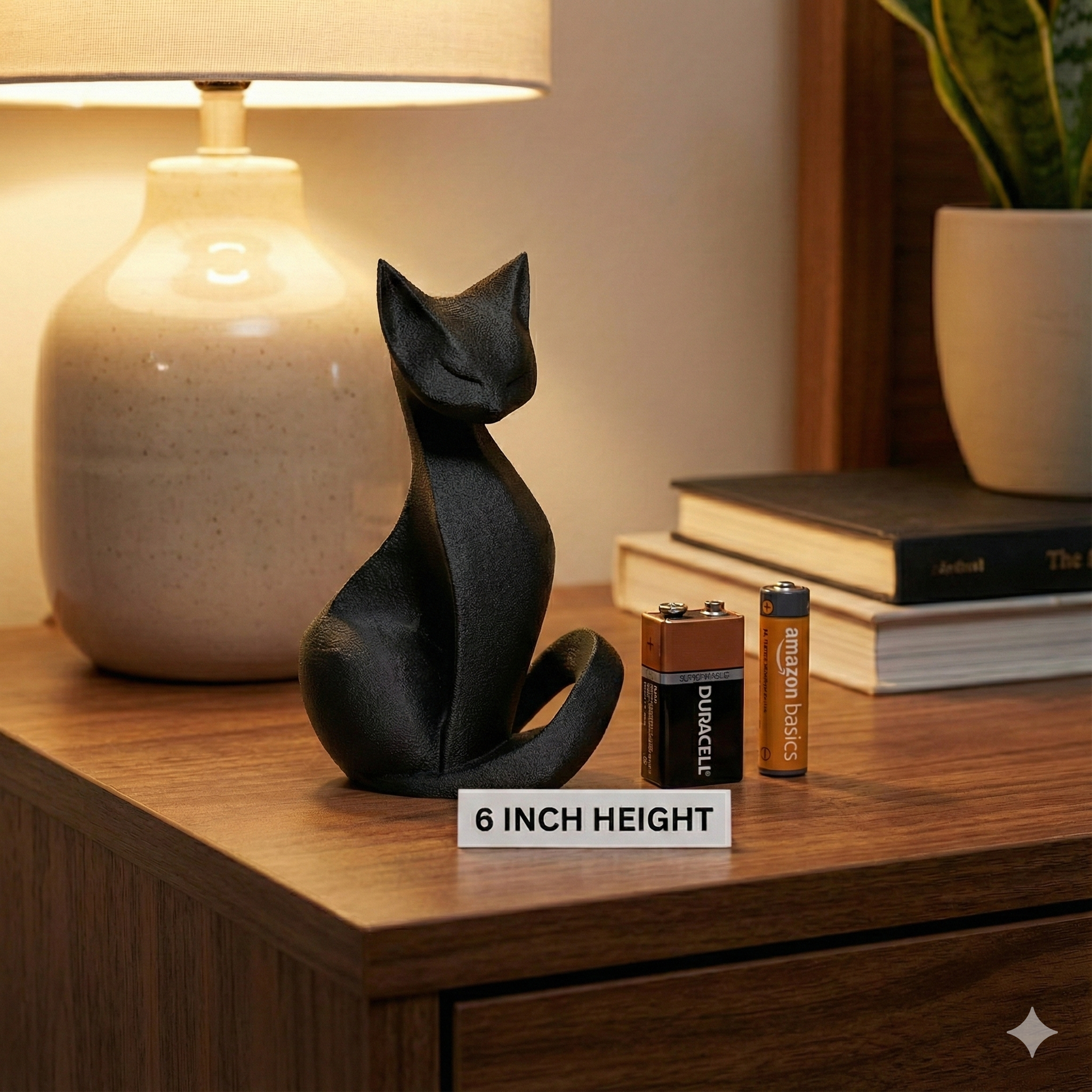 Cat Figurine, Contemplative Silhouette Model, Modern Feline Decor, 3D Printed Art - My Printed Perfections