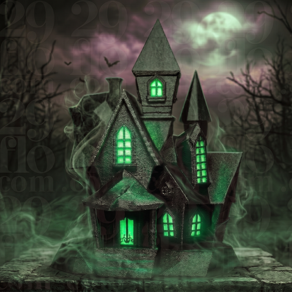 Haunted Mansion Model, Gothic Gable House, Spooky Halloween Decor, Victorian Castle Art