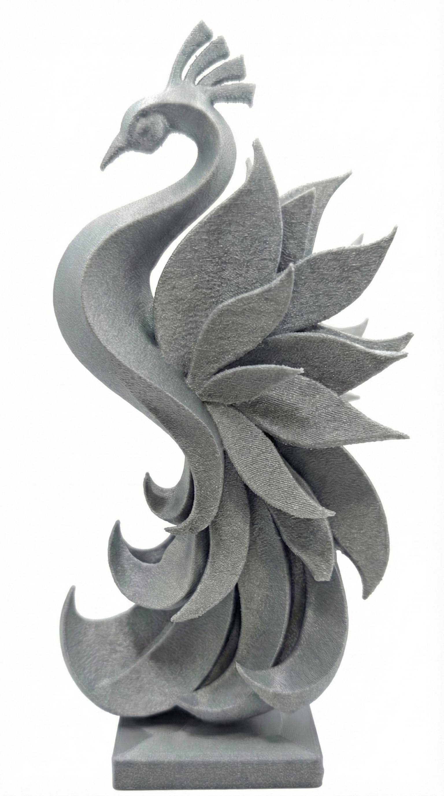 Peacock Figurine, Sweeping Bird Model, Minimalist Wildlife Decor, Modern 3D Printed Art - My Printed Perfections