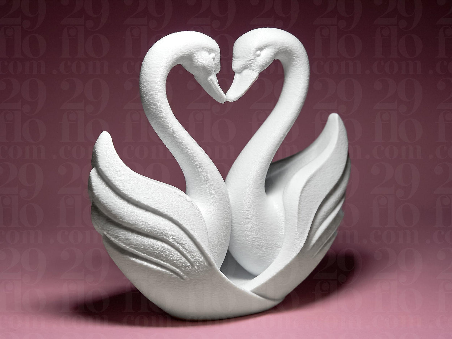 Swan Couple Figurine, Harmonious Heart Model, Romantic Anniversary Gift, Modern 3D Printed Art
