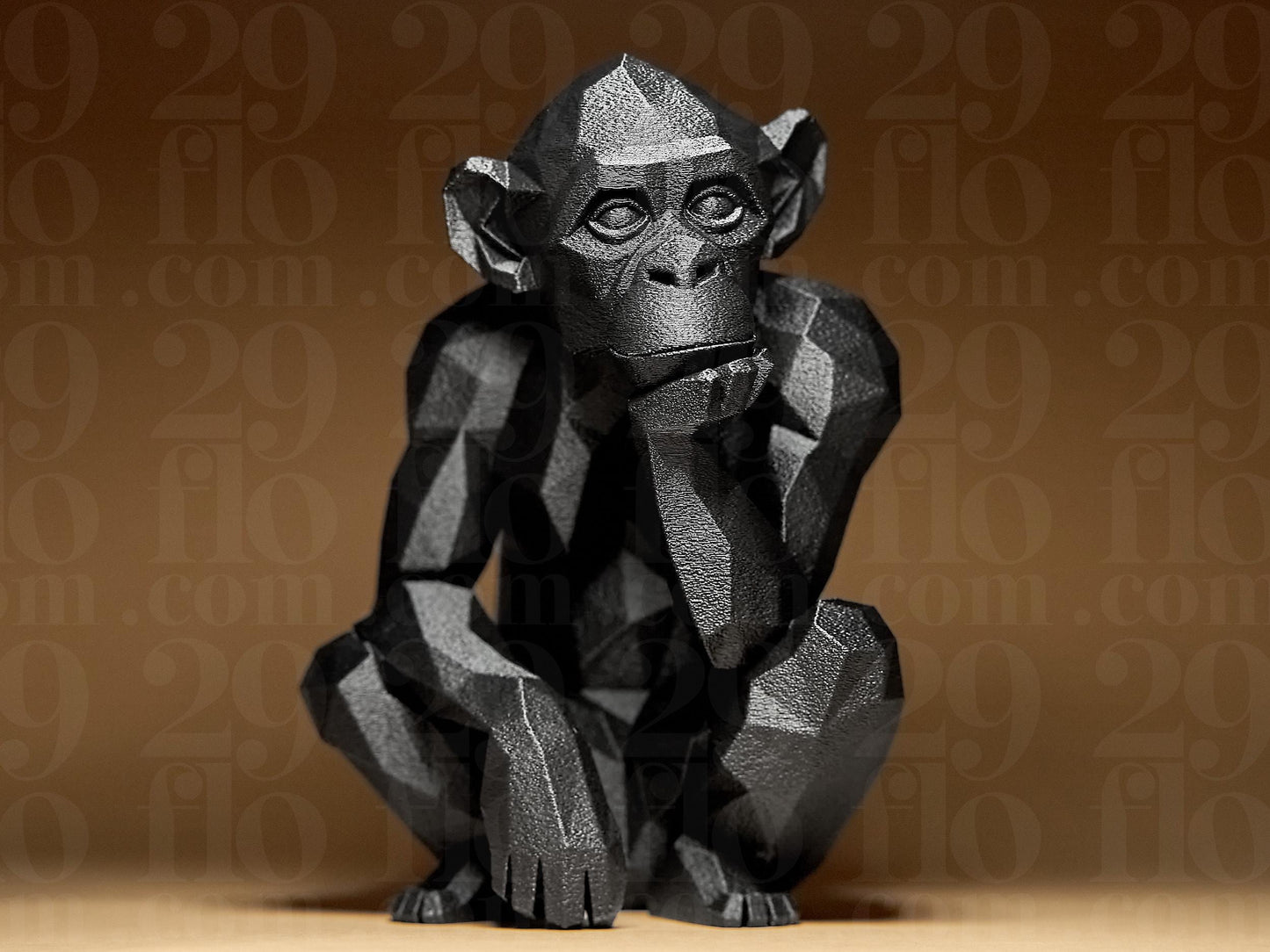 Monkey Figurine, Geometric Thinker Model, Minimalist Primate Decor, Modern 3D Printed Art - My Printed Perfections