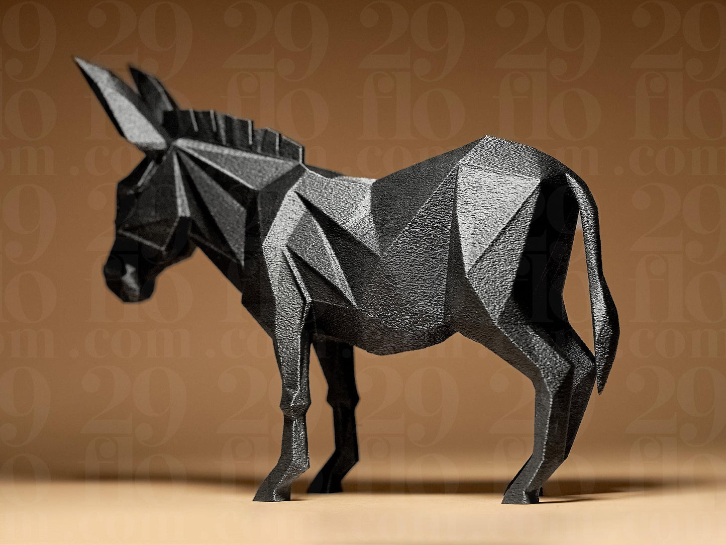 Donkey Figurine, Geometric Burro Model, Minimalist Animal Decor, Modern 3D Printed Art - My Printed Perfections