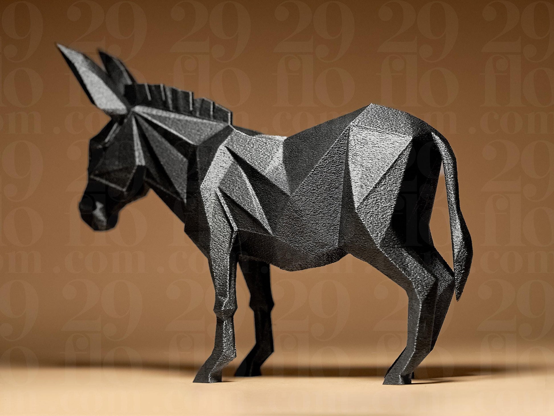 Donkey Figurine, Geometric Burro Model, Minimalist Animal Decor, Modern 3D Printed Art - My Printed Perfections