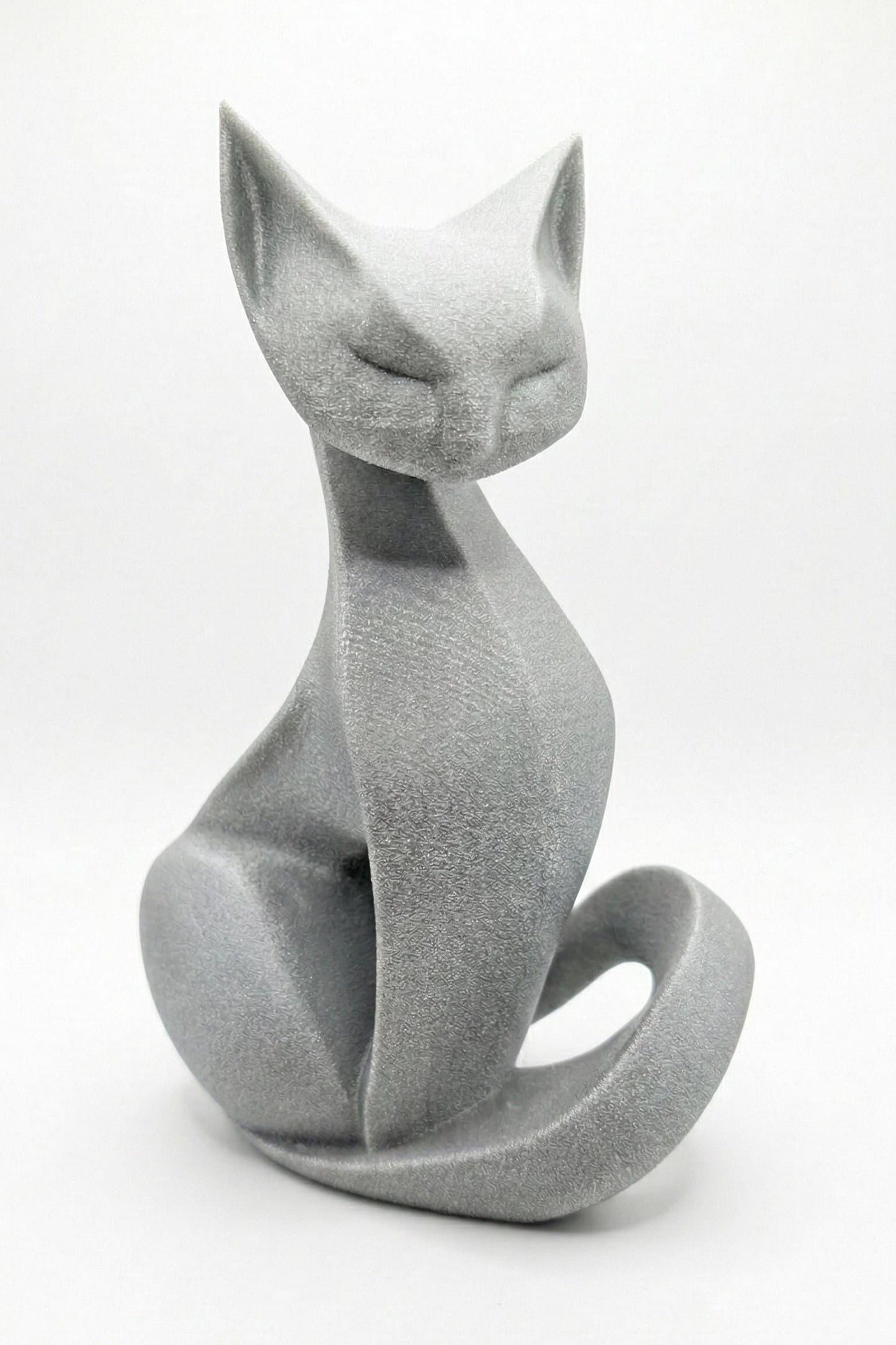 Cat Figurine, Contemplative Silhouette Model, Modern Feline Decor, 3D Printed Art - My Printed Perfections