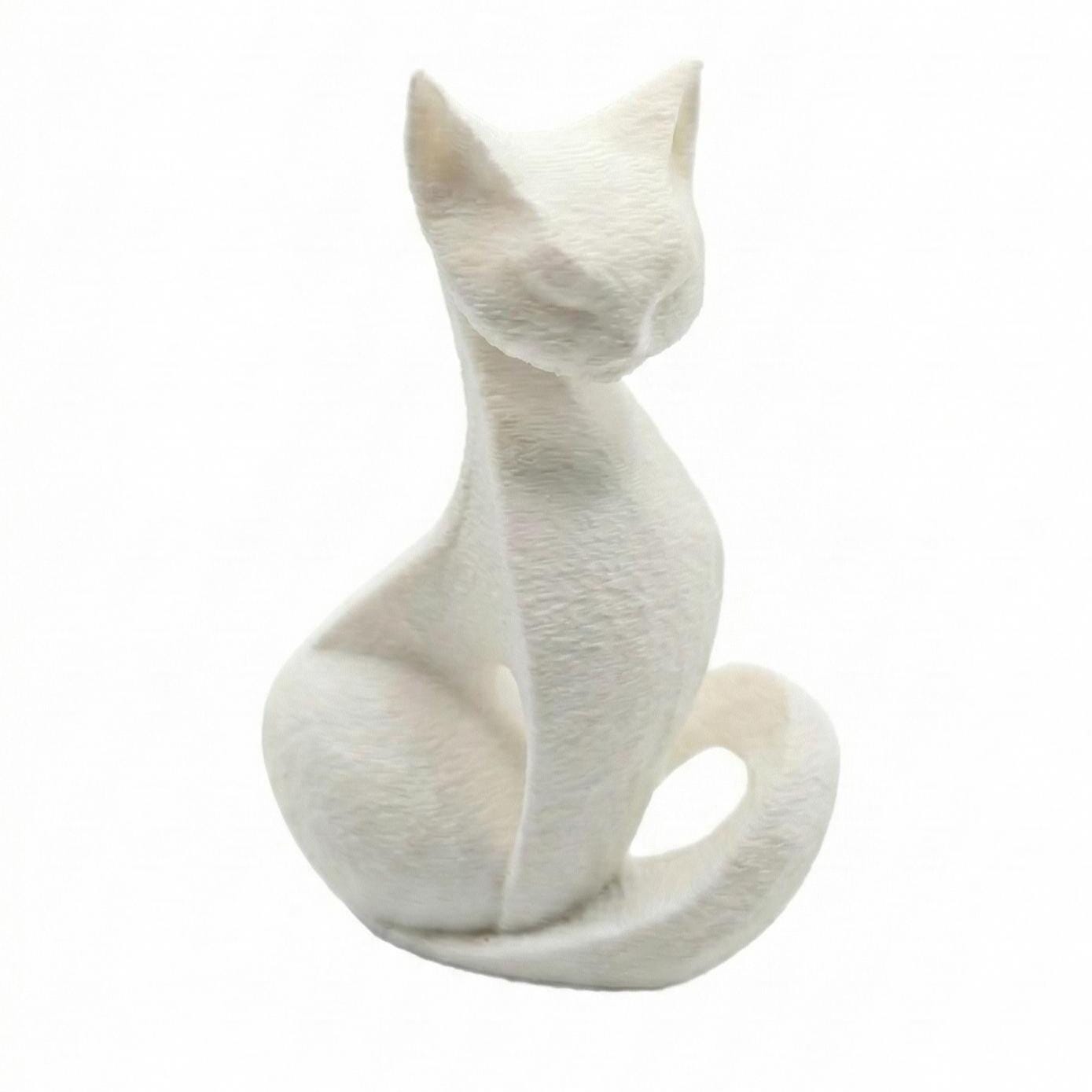 Cat Figurine, Contemplative Silhouette Model, Modern Feline Decor, 3D Printed Art - My Printed Perfections