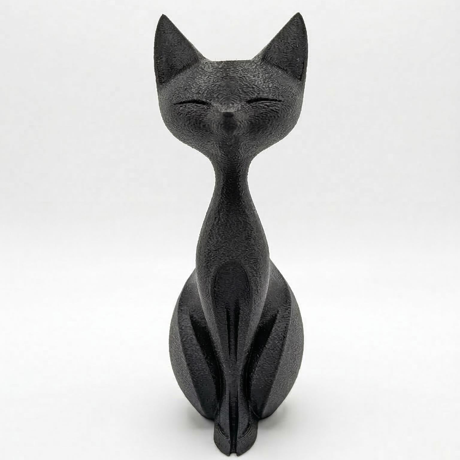 Cat Figurine, Silent Silhouette Model, Modern Feline Decor, 3D Printed Art - My Printed Perfections