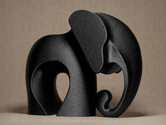 Elephant Figurine, Sleek Modern Model, Minimalist Wildlife Decor, 3D Printed Art Gift