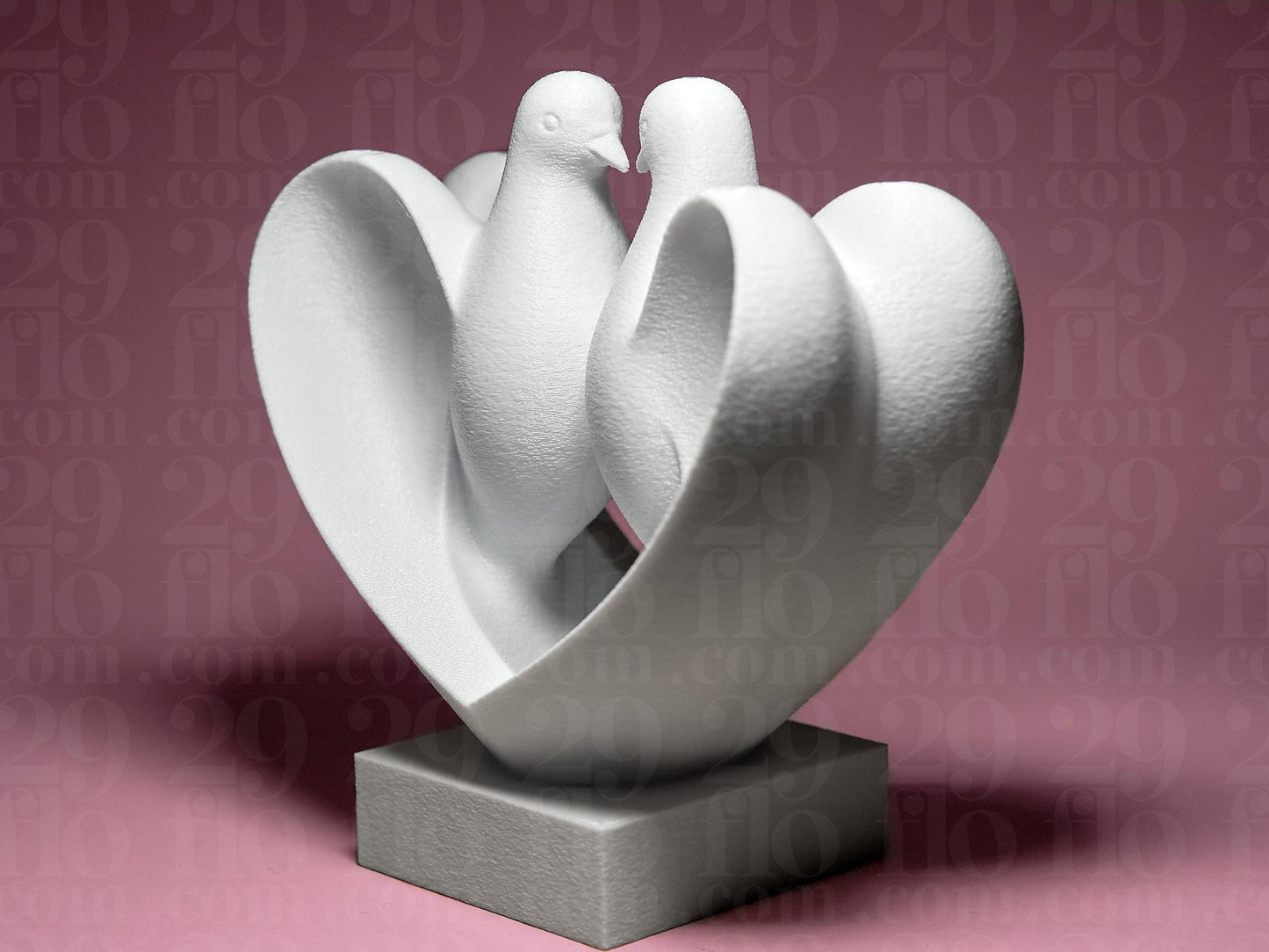 Dove Pair Figurine, Heart Bird Model, Wedding Anniversary Gift, Minimalist Modern Decor Art - My Printed Perfections