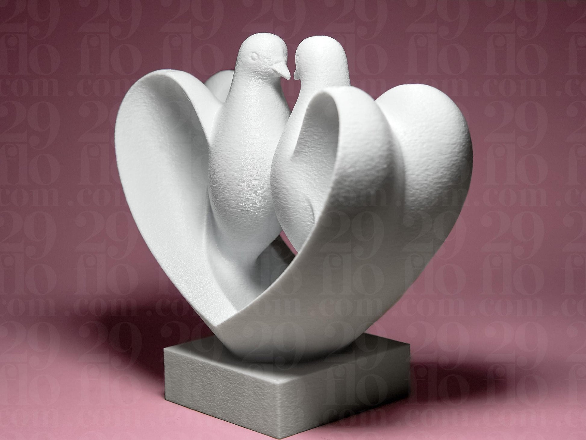 Dove Pair Figurine, Heart Bird Model, Wedding Anniversary Gift, Minimalist Modern Decor Art - My Printed Perfections