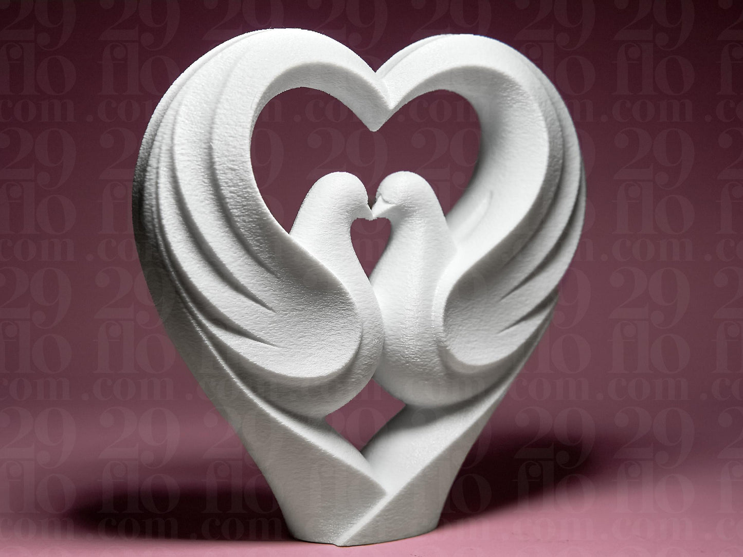 Dove Couple Figurine, Heart Bird Model, Anniversary Wedding Gift, Modern 3D Printed Art - My Printed Perfections
