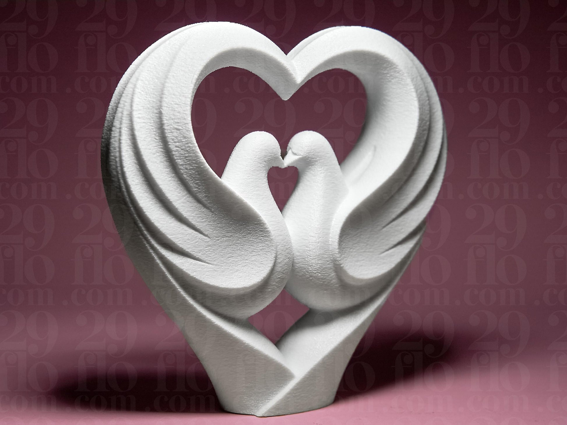 Dove Couple Figurine, Heart Bird Model, Anniversary Wedding Gift, Modern 3D Printed Art - My Printed Perfections