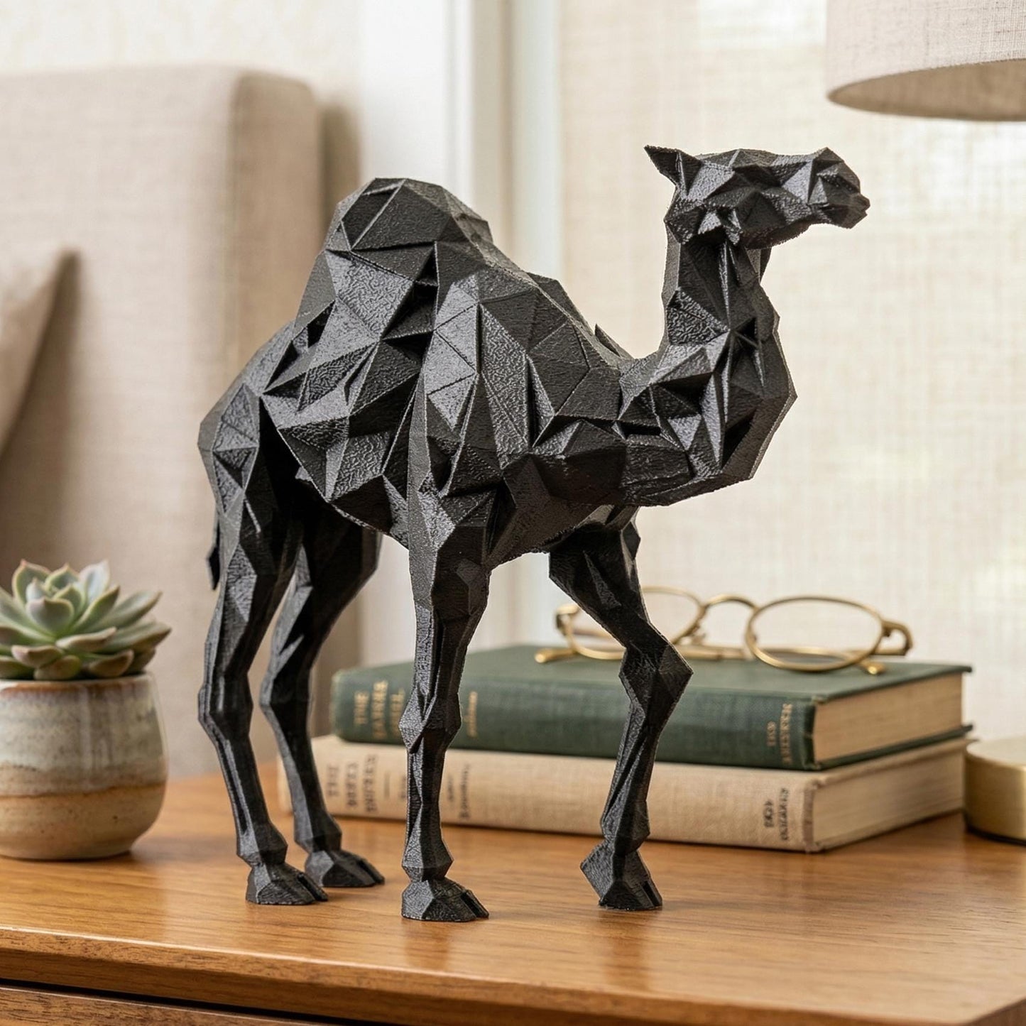 Camel Figurine, Geometric Saharan Model, Minimalist Desert Decor, Modern 3D Printed Art - My Printed Perfections