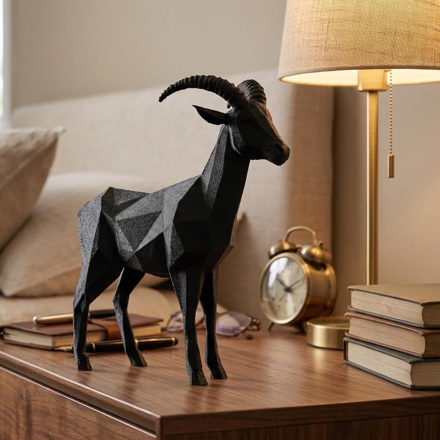 Goat Figurine, Geometric Mountain Model, Minimalist Animal Decor, Modern 3D Printed Art - My Printed Perfections