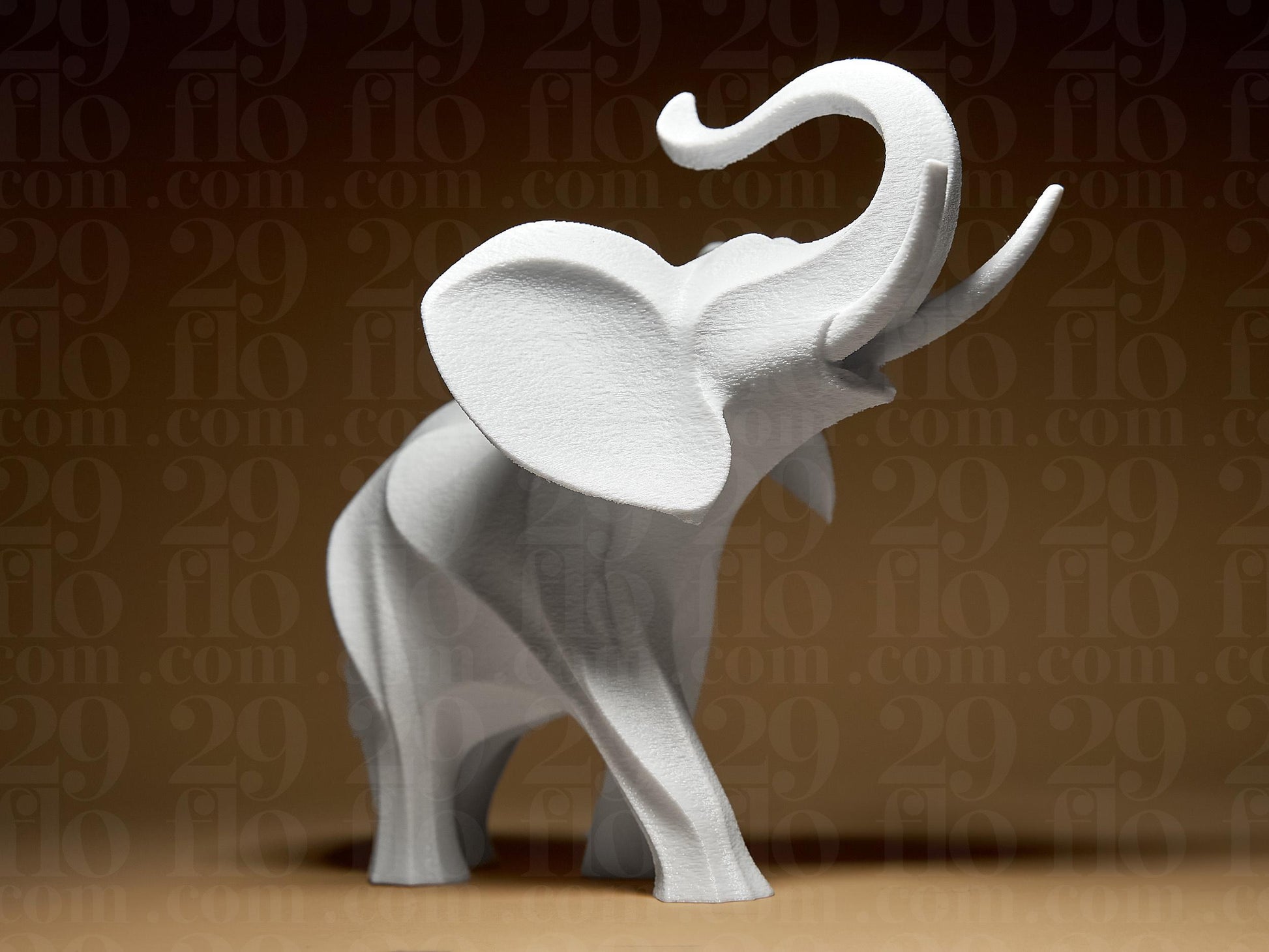 Elephant Figurine, Geometric Trunk Up Model, Minimalist Good Luck Decor, 3D Printed Art - My Printed Perfections
