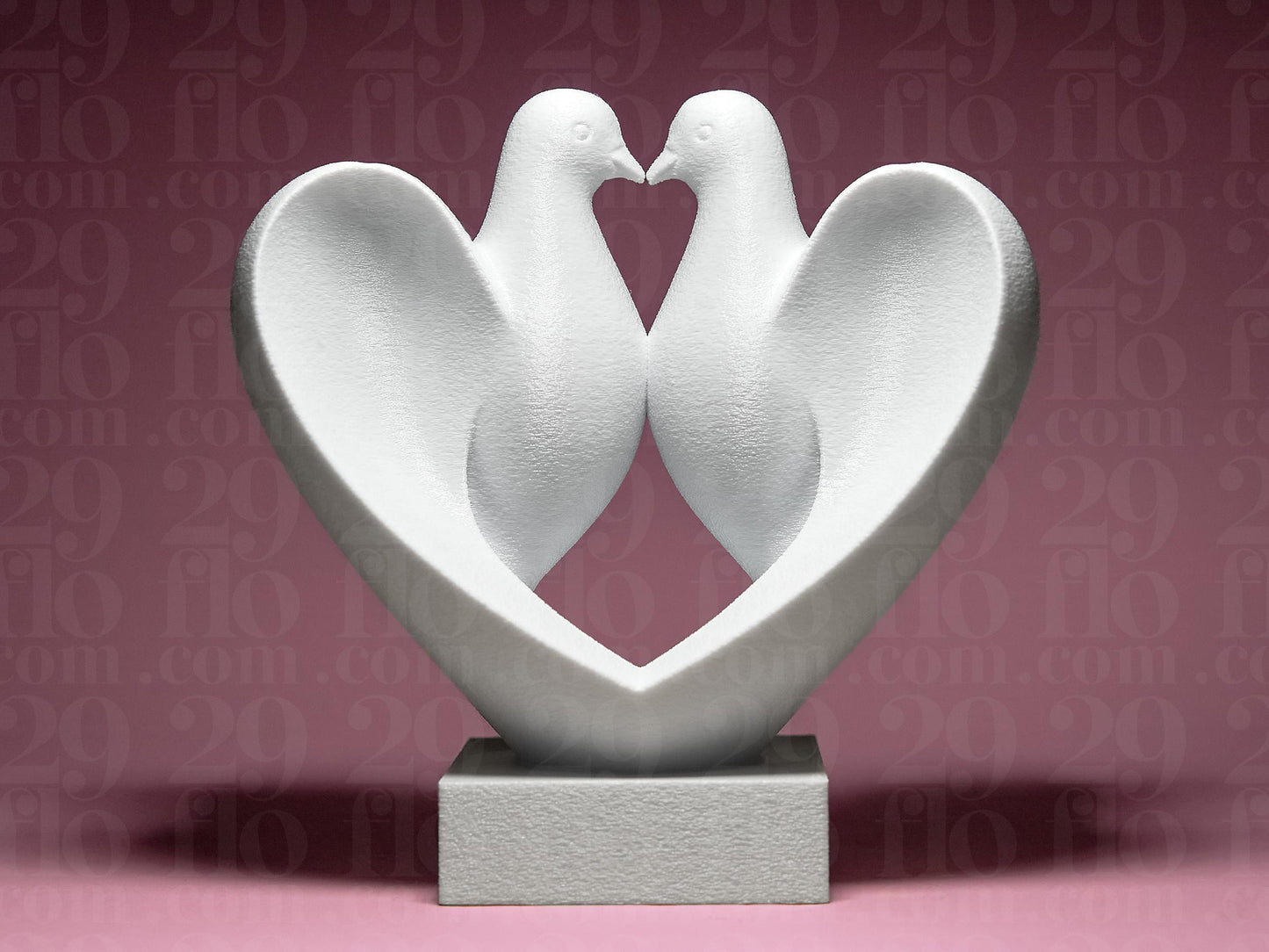 Dove Pair Figurine, Heart Bird Model, Wedding Anniversary Gift, Minimalist Modern Decor Art - My Printed Perfections