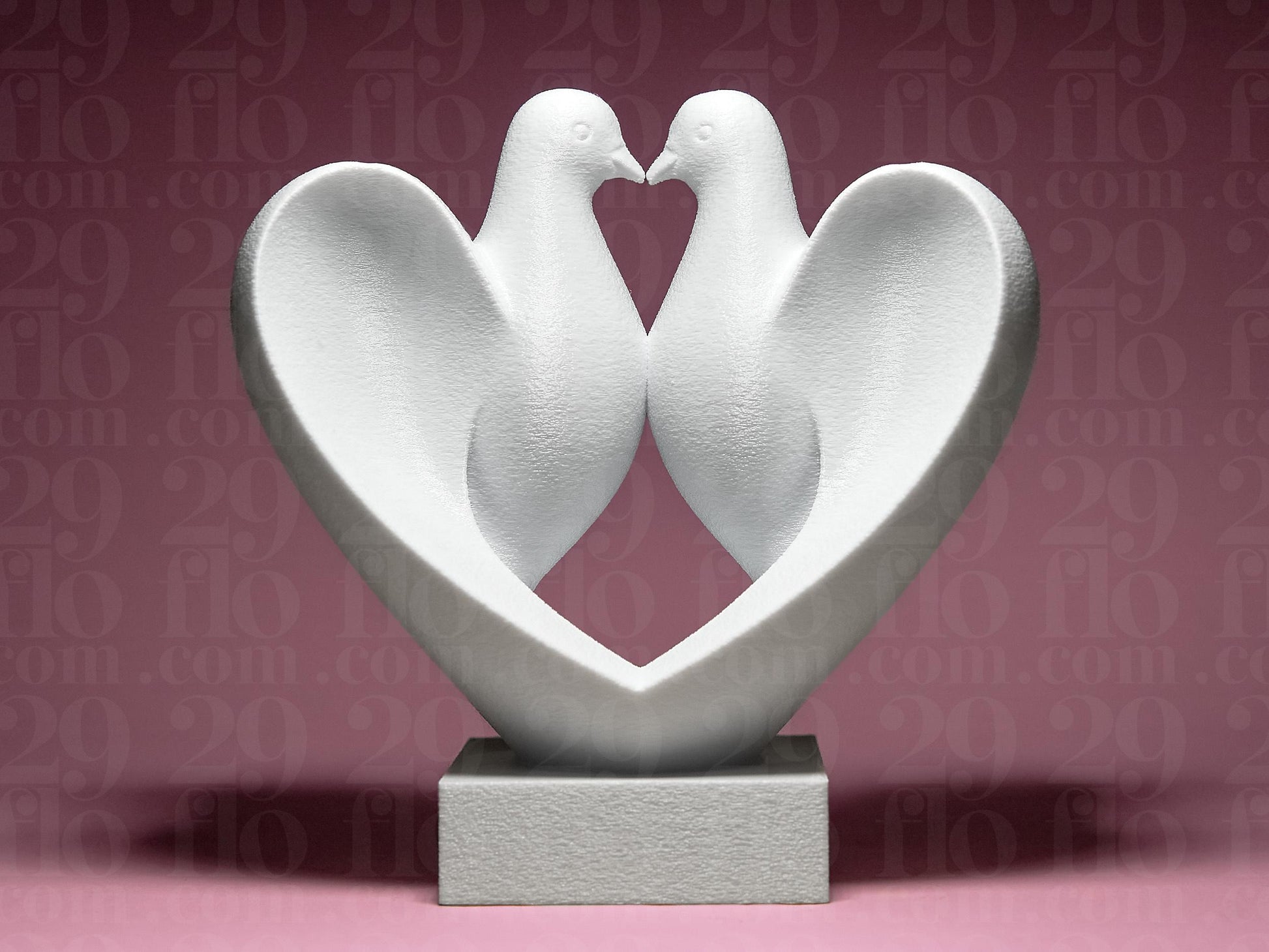Dove Pair Figurine, Heart Bird Model, Wedding Anniversary Gift, Minimalist Modern Decor Art - My Printed Perfections