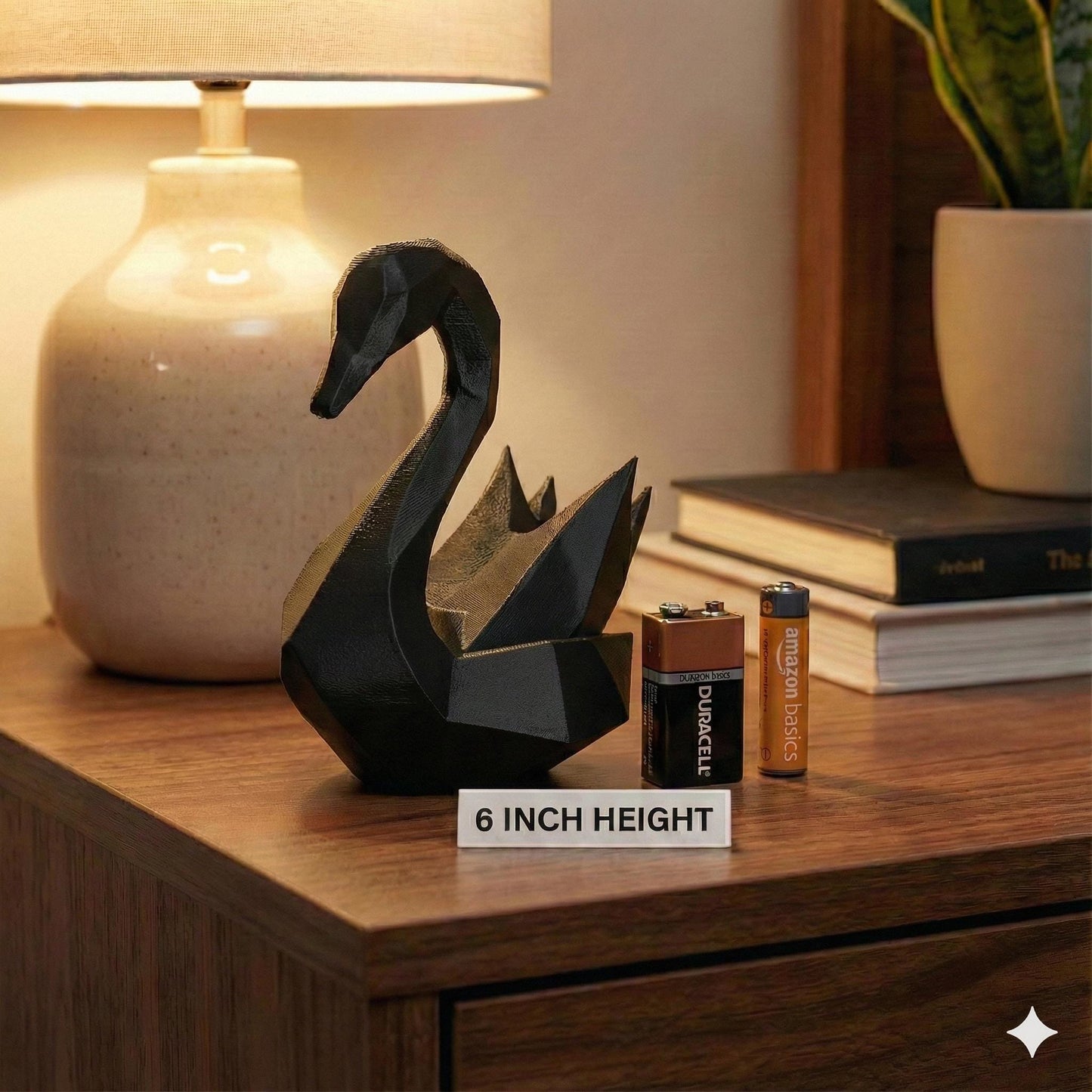 Swan Figurine, Geometric Bird Model, Minimalist Modern Decor, 3D Printed Art - My Printed Perfections